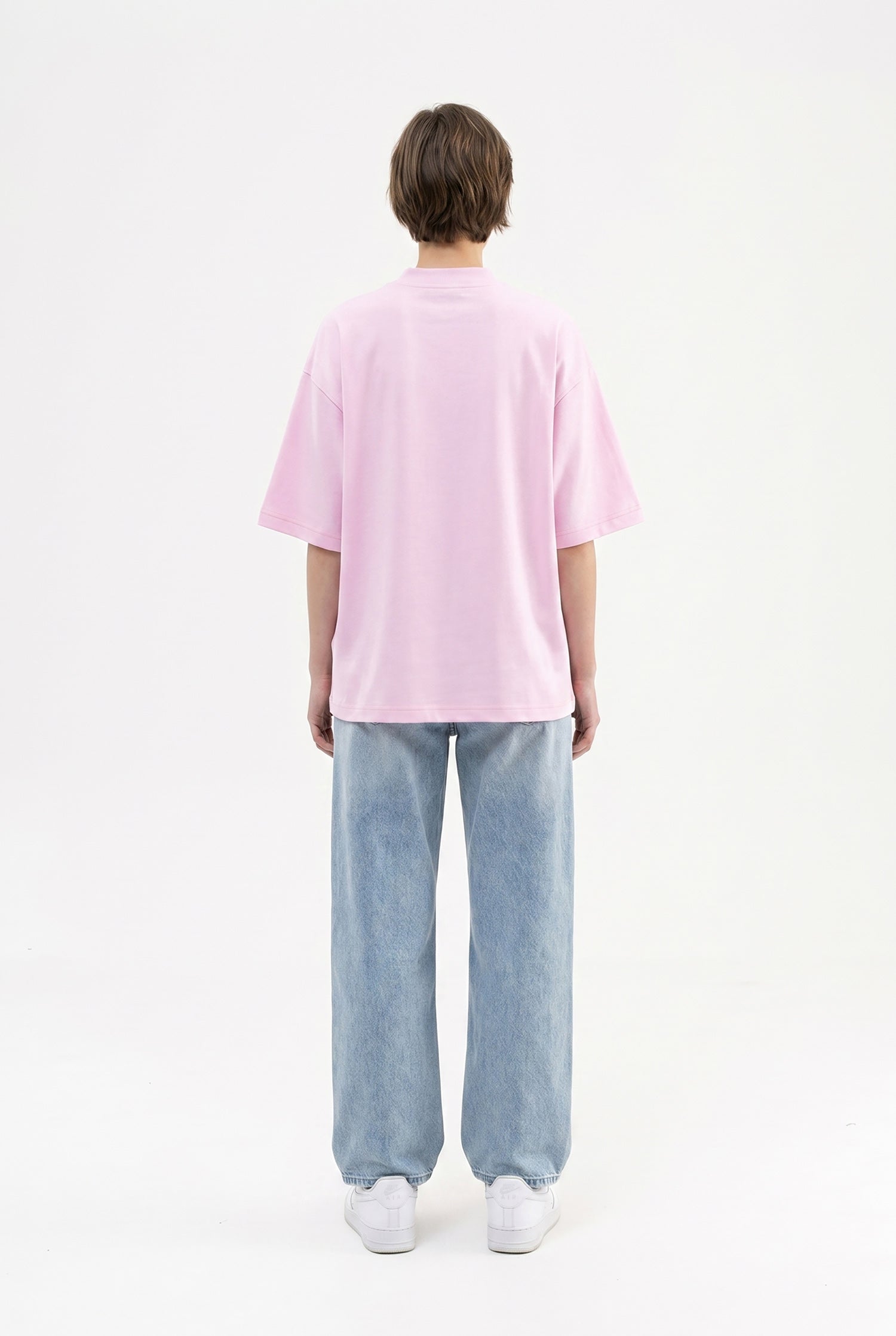 Kadın Basic Oversize Pamuklu Süprem T-Shirt Pembe-5