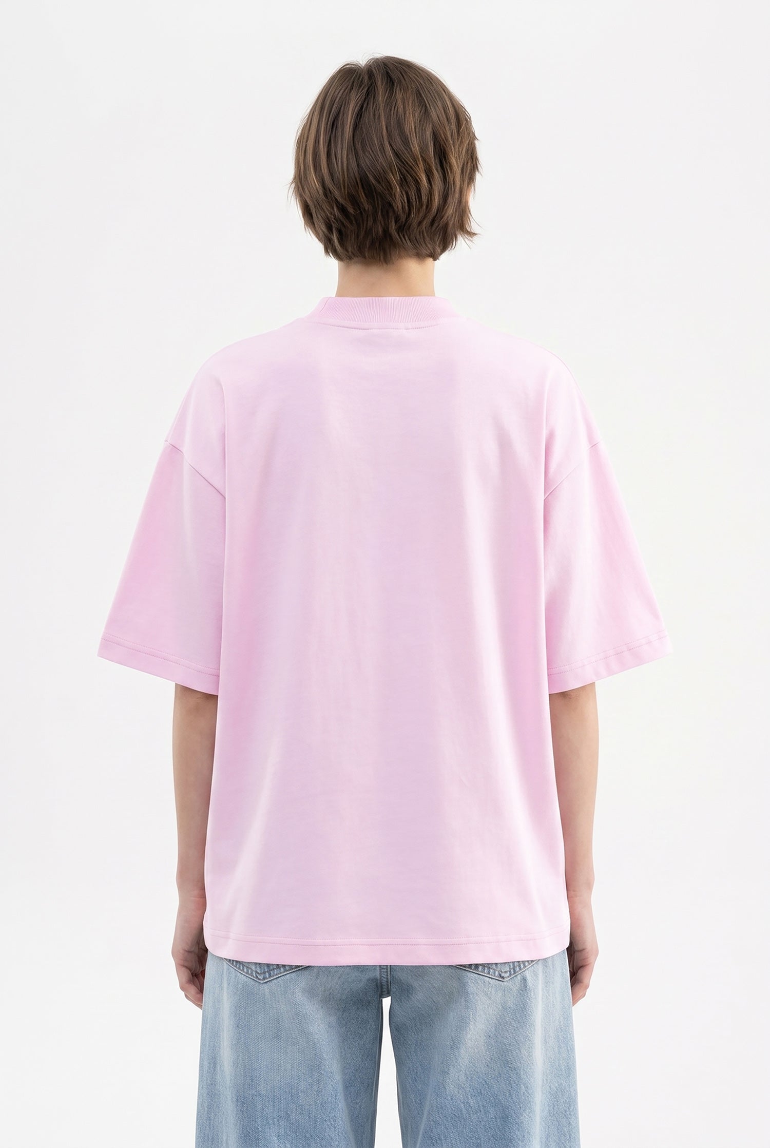 Kadın Basic Oversize Pamuklu Süprem T-Shirt Pembe