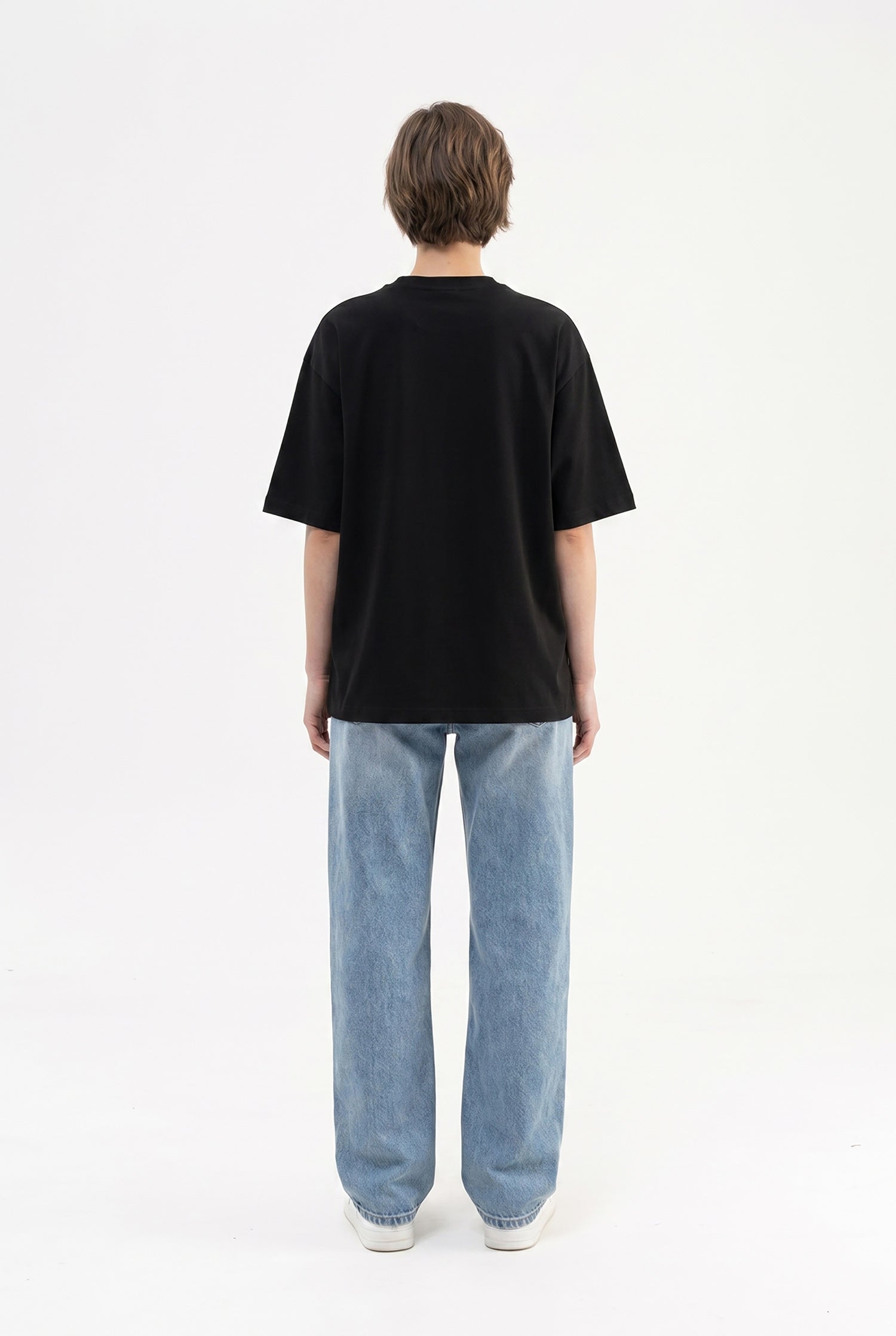 Kadın Basic Oversize Pamuklu Süprem T-Shirt Siyah-5