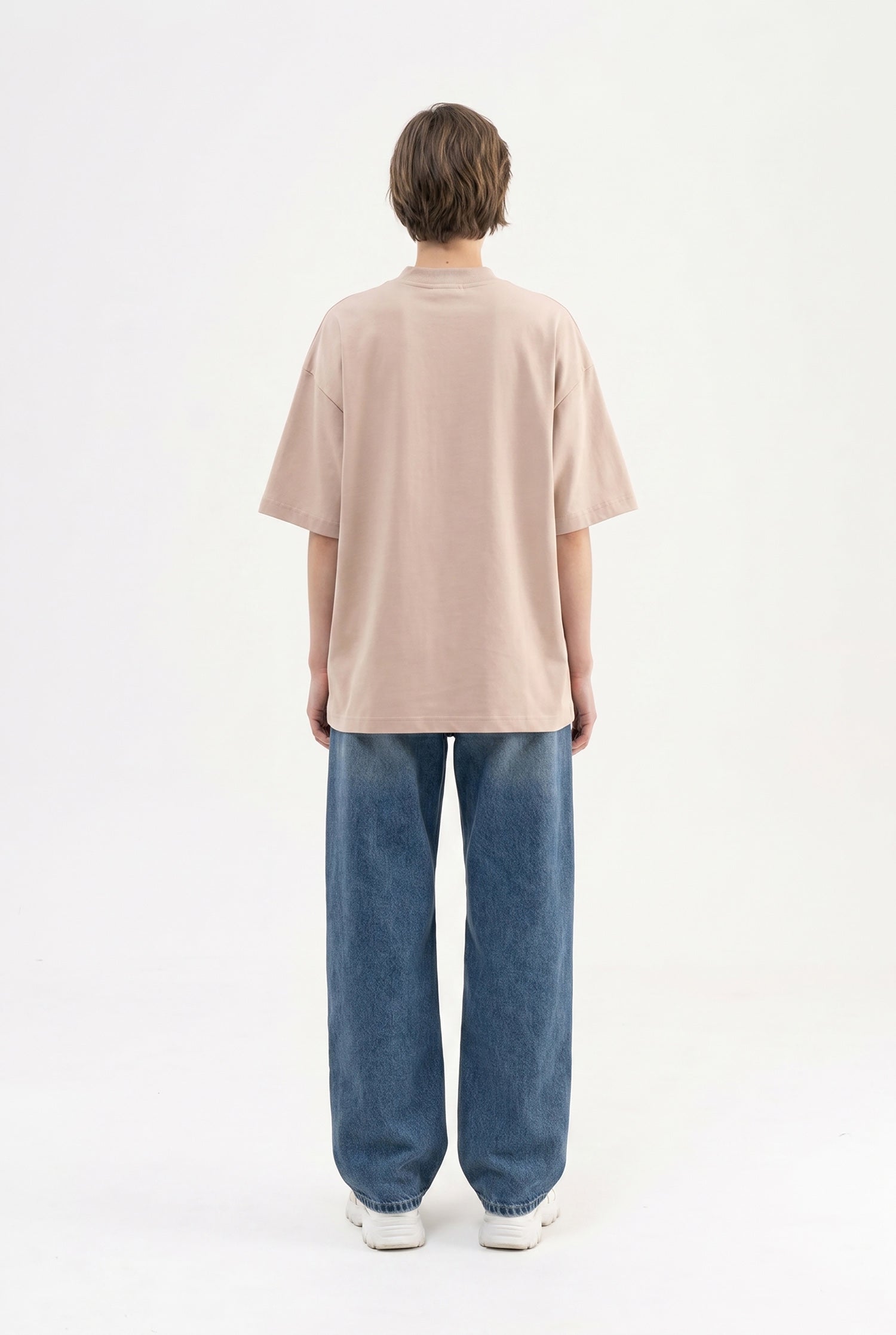 Kadın Basic Oversize Pamuklu Süprem T-Shirt Taş-5