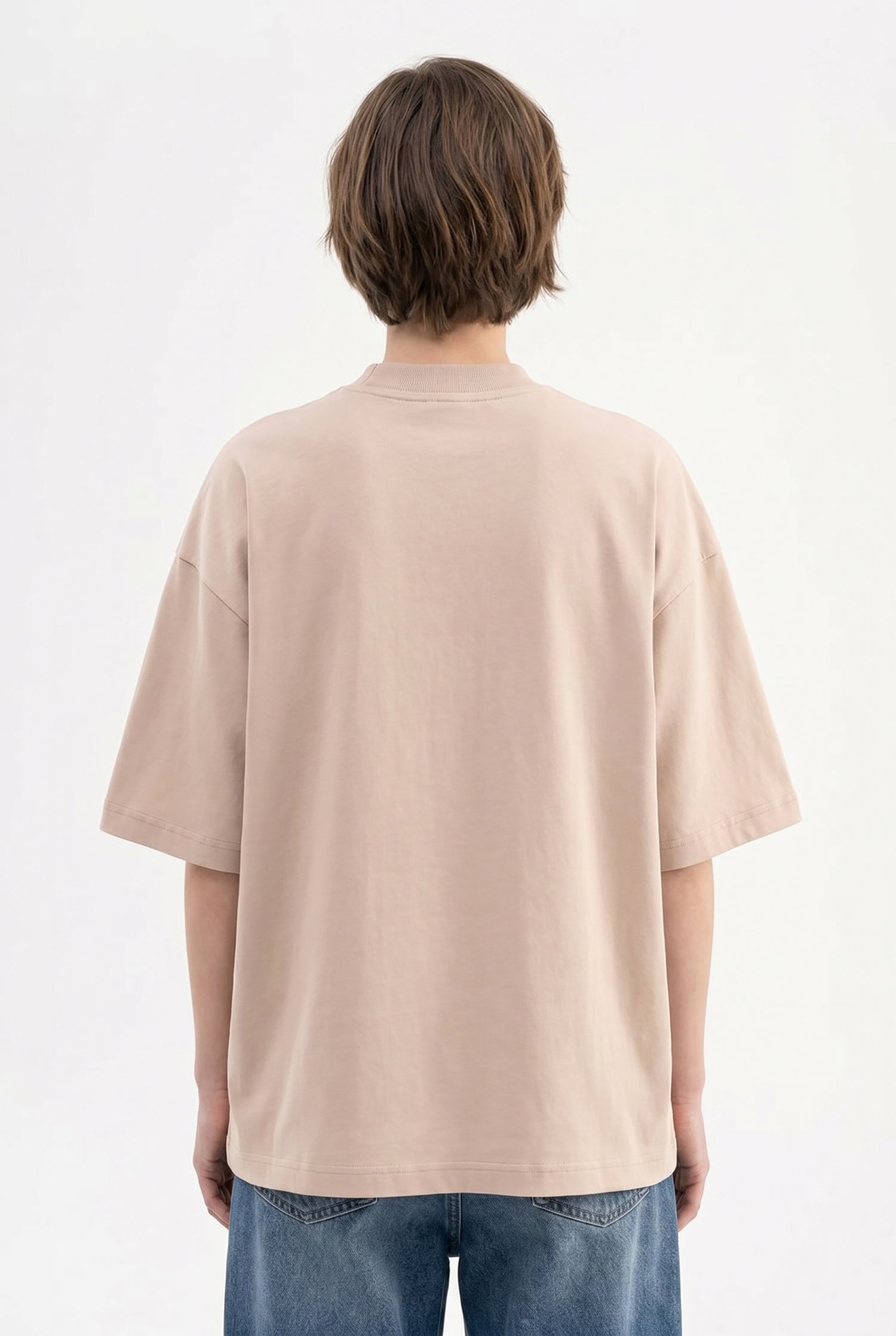 Kadın Basic Oversize Pamuklu Süprem T-Shirt Taş