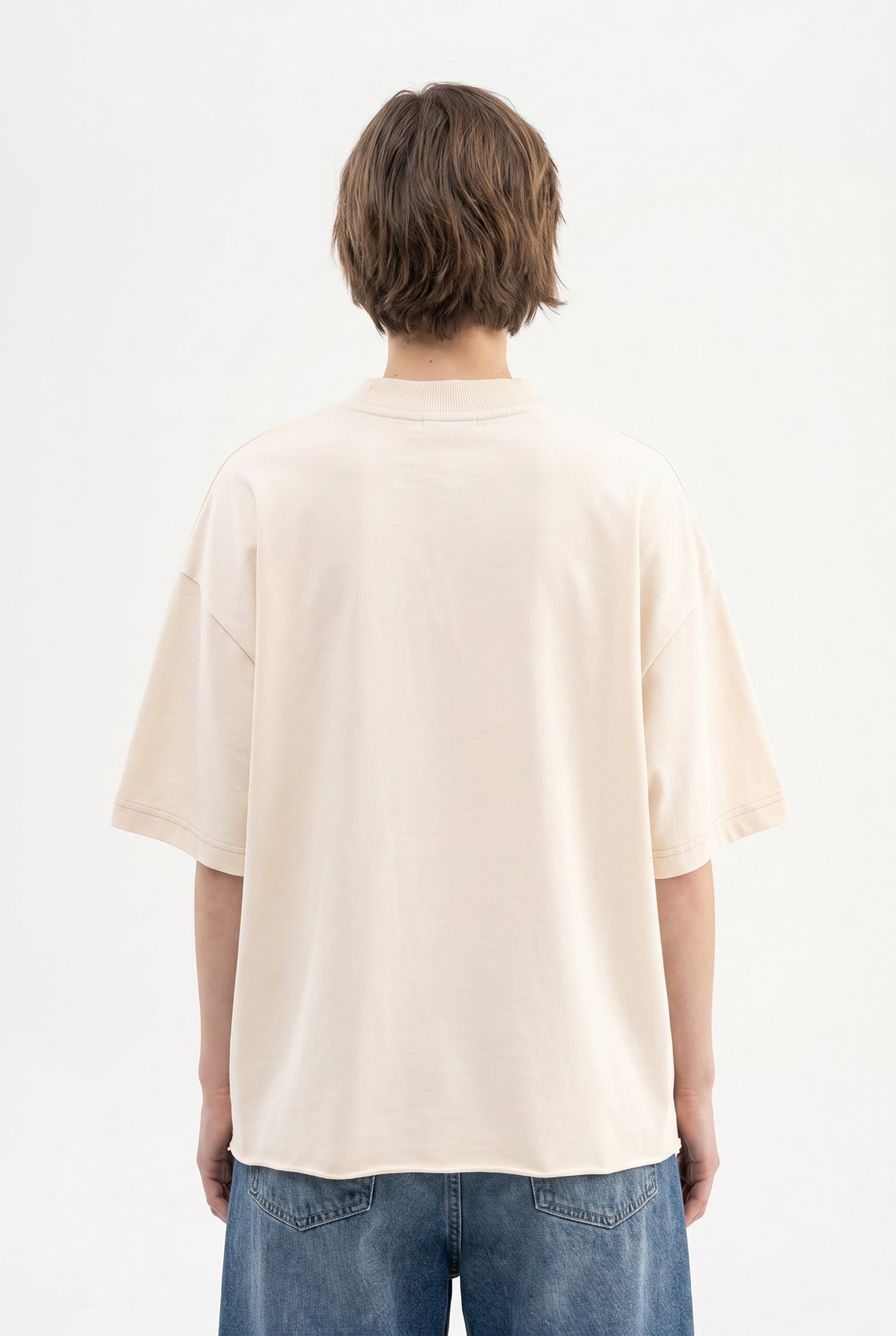Kadın Basic Oversize Pamuklu Süprem T-Shirt Tereyağı