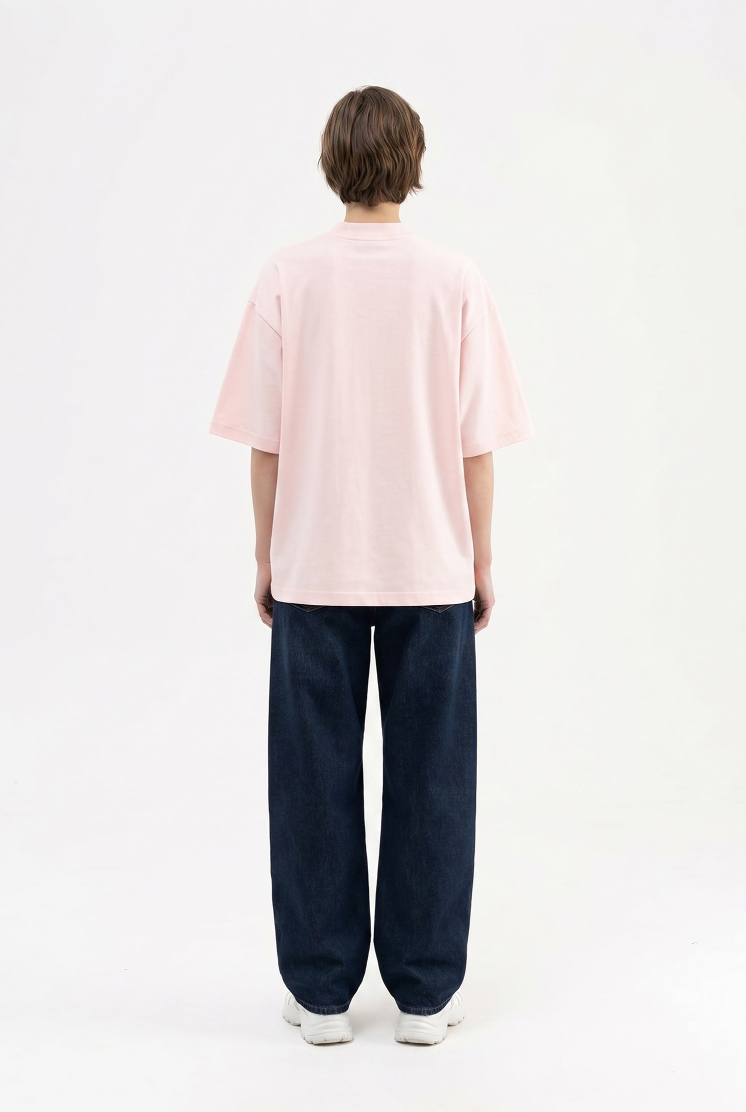 Kadın Basic Oversize Pamuklu Süprem T-Shirt Toz Pembe-5