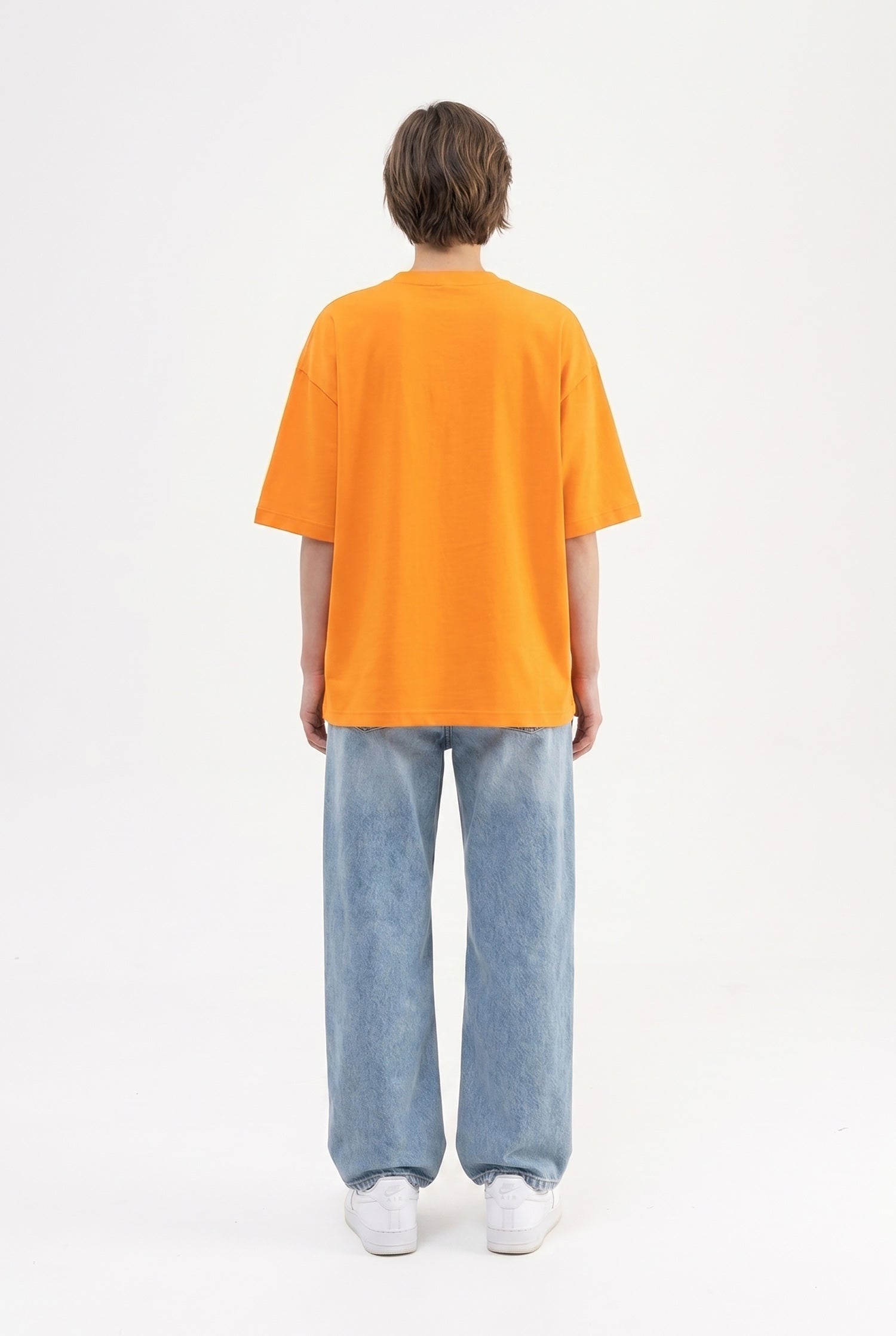 Kadın Basic Oversize Pamuklu Süprem T-Shirt Turuncu-5