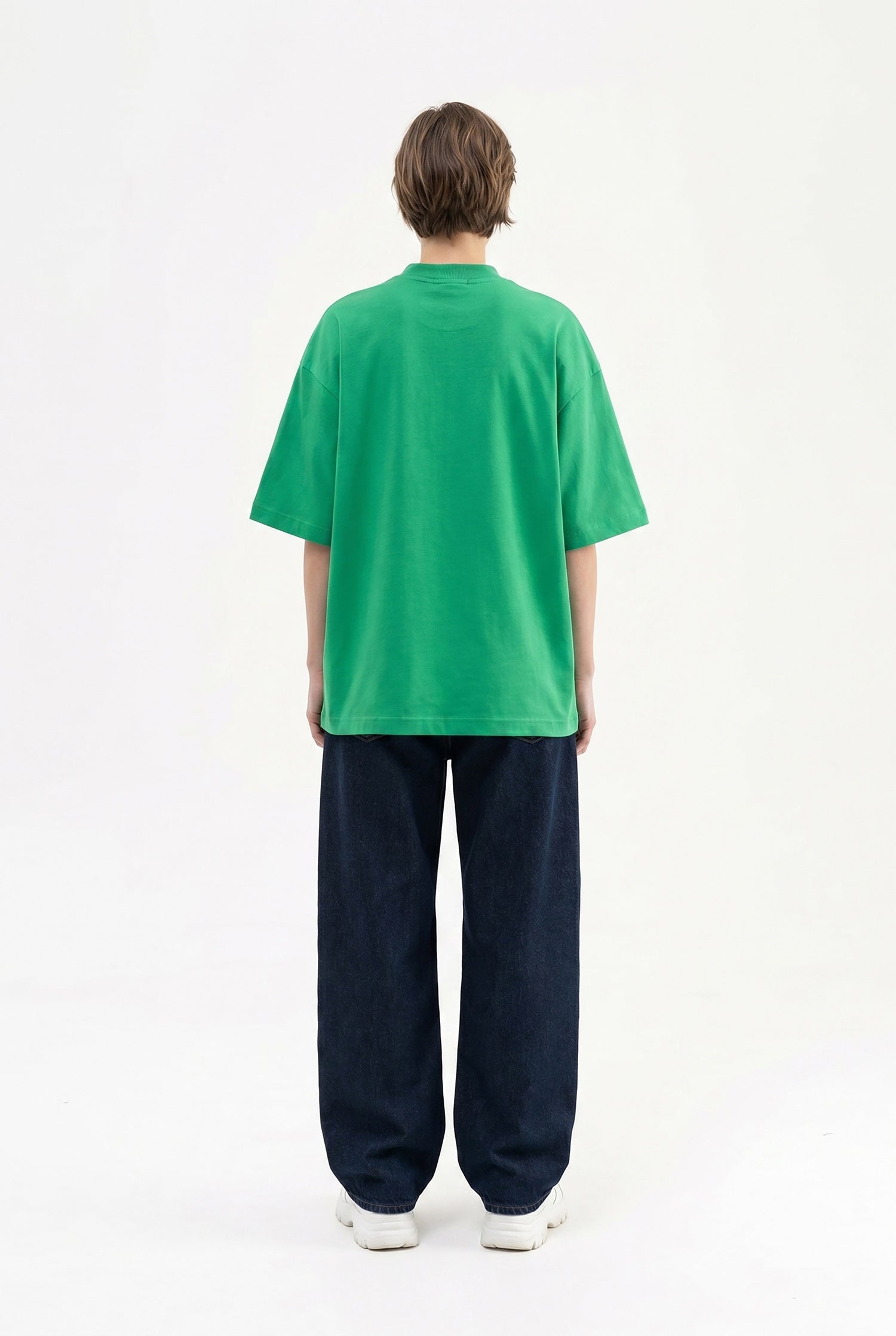 Kadın Basic Oversize Pamuklu Süprem T-Shirt Yeşil-5