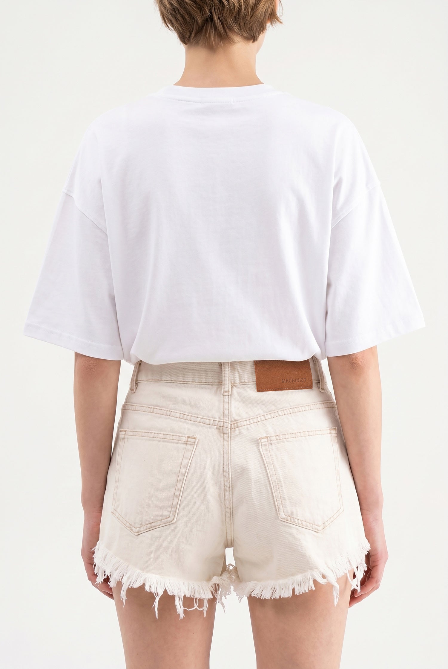 Kadın Distressed Jean Şort Bej-5