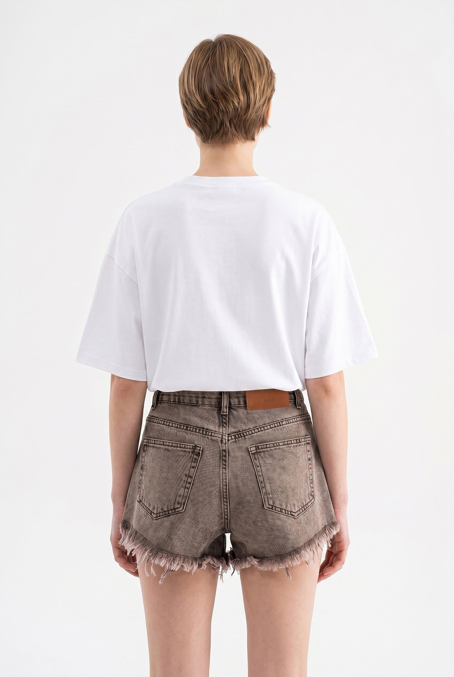 Kadın Distressed Jean Şort Kahverengi-4