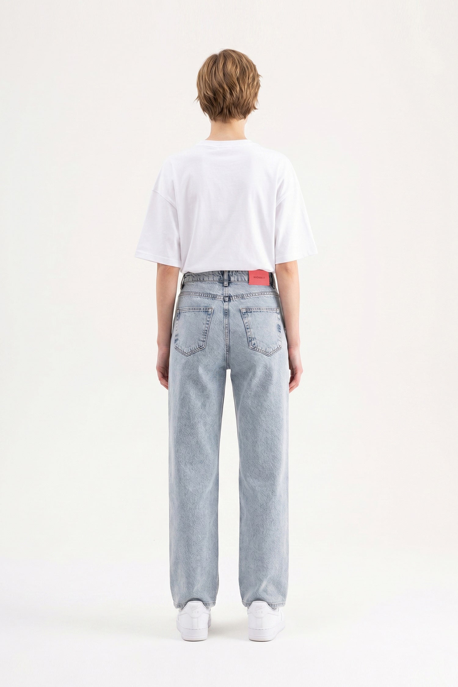 Kadın Efektli Loose Fit Jean Pantolon Mavi-3