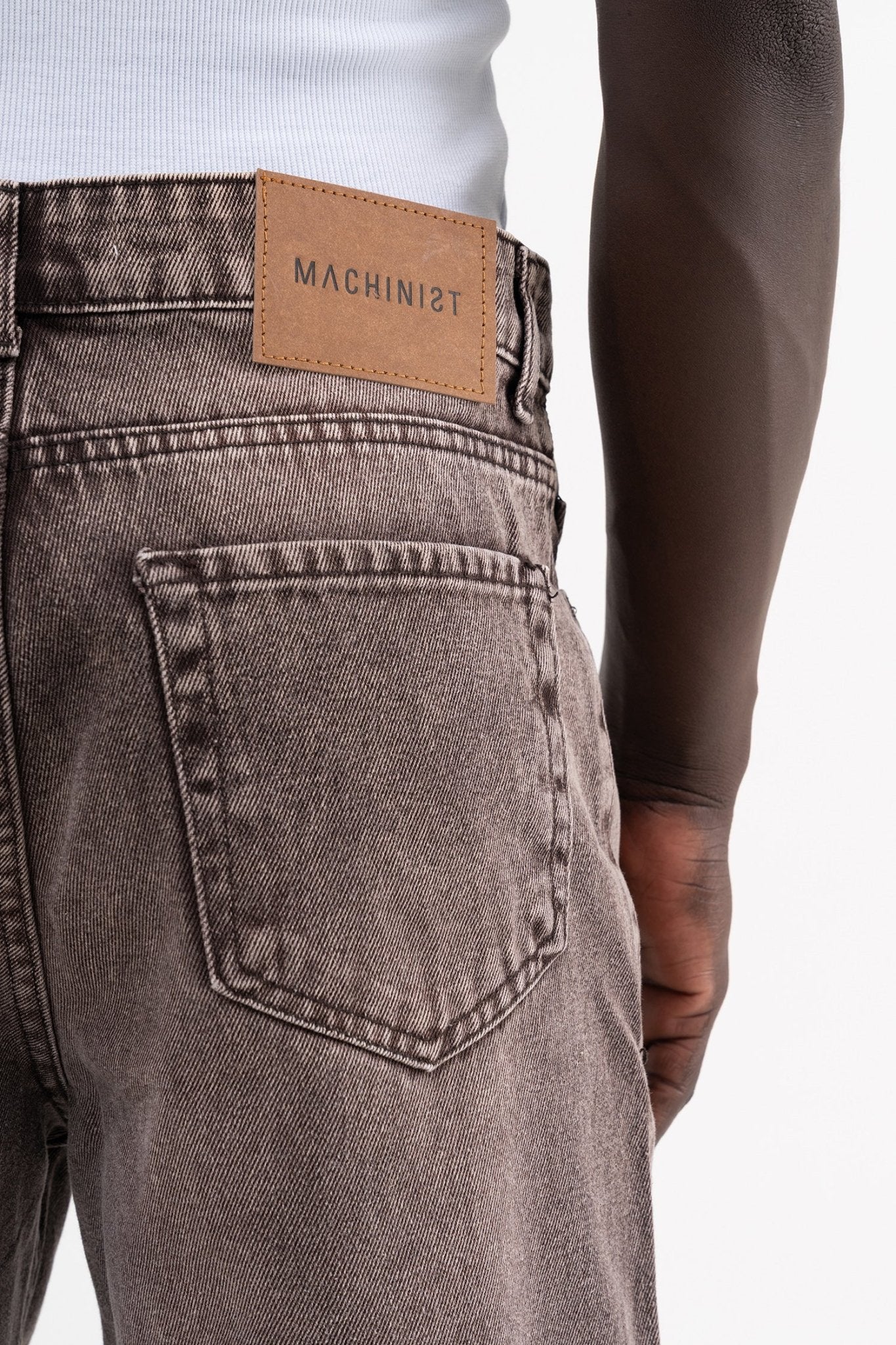 Erkek Efektli Yıkamalı Baggy Jean Pantolon Kahverengi
