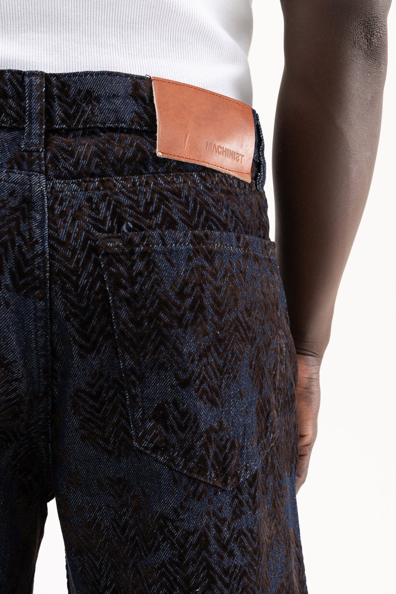 Erkek Flocket Printed Oversize Jean Pantolon Kahverengi