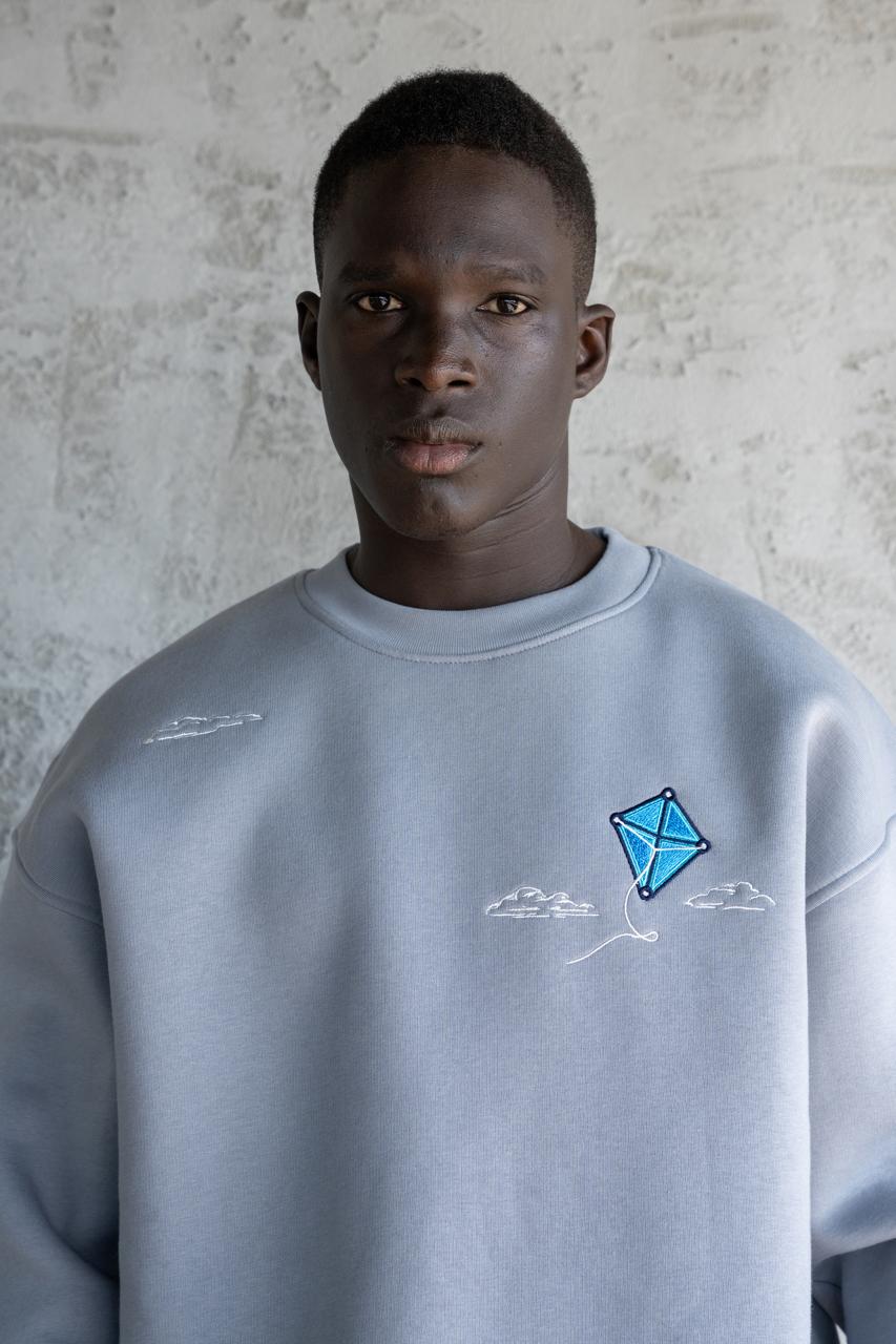 Erkek Kite Embroidered Sweatshirt Mavi - Duman