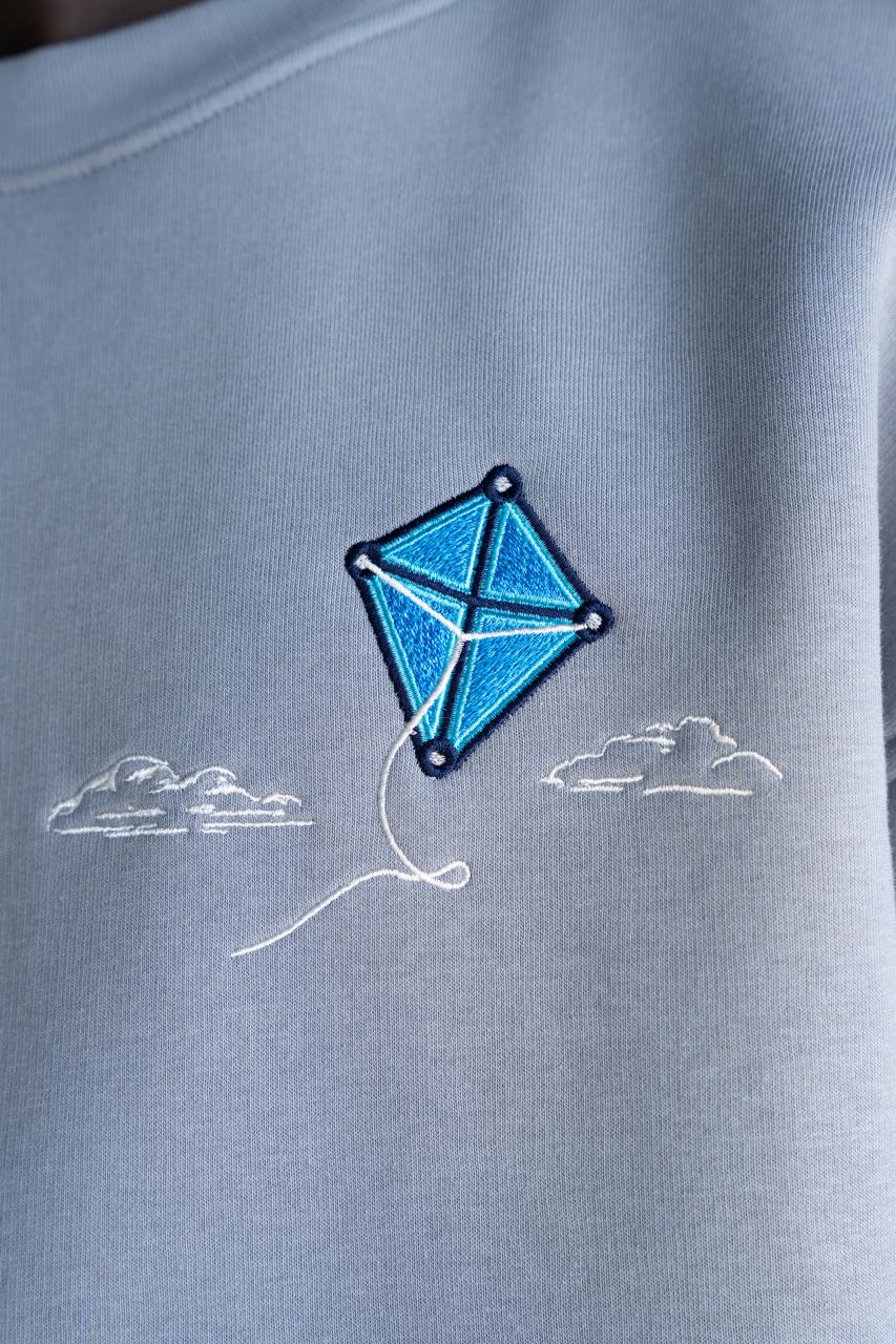 Erkek Kite Embroidered Sweatshirt Mavi - Duman