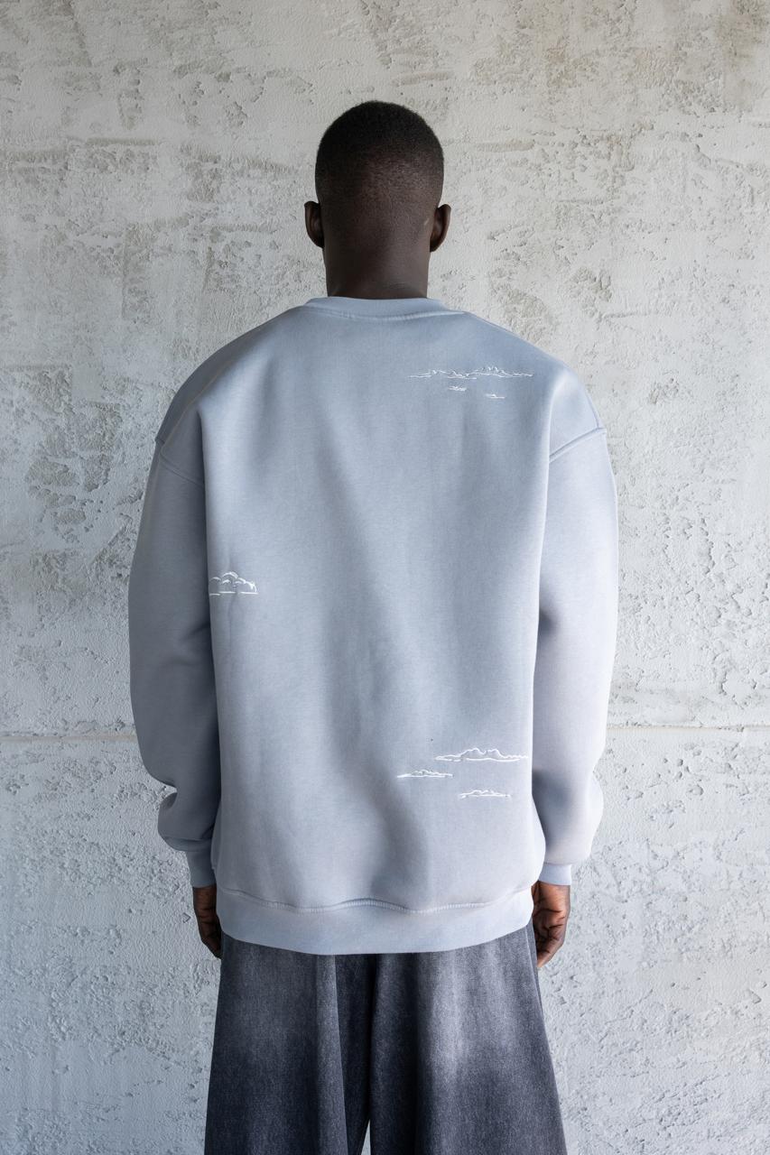 Erkek Kite Embroidered Sweatshirt Mavi - Duman