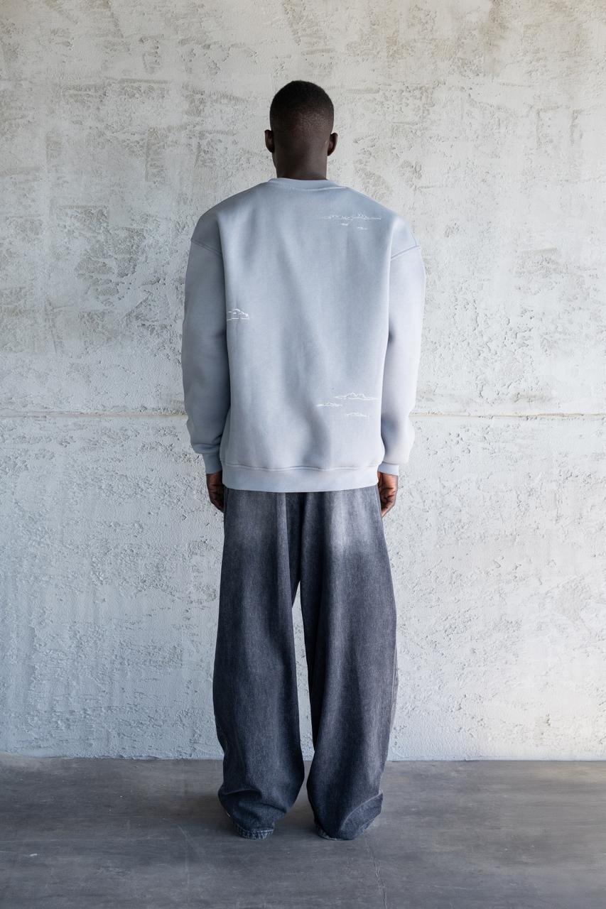 Erkek Kite Embroidered Sweatshirt Mavi - Duman