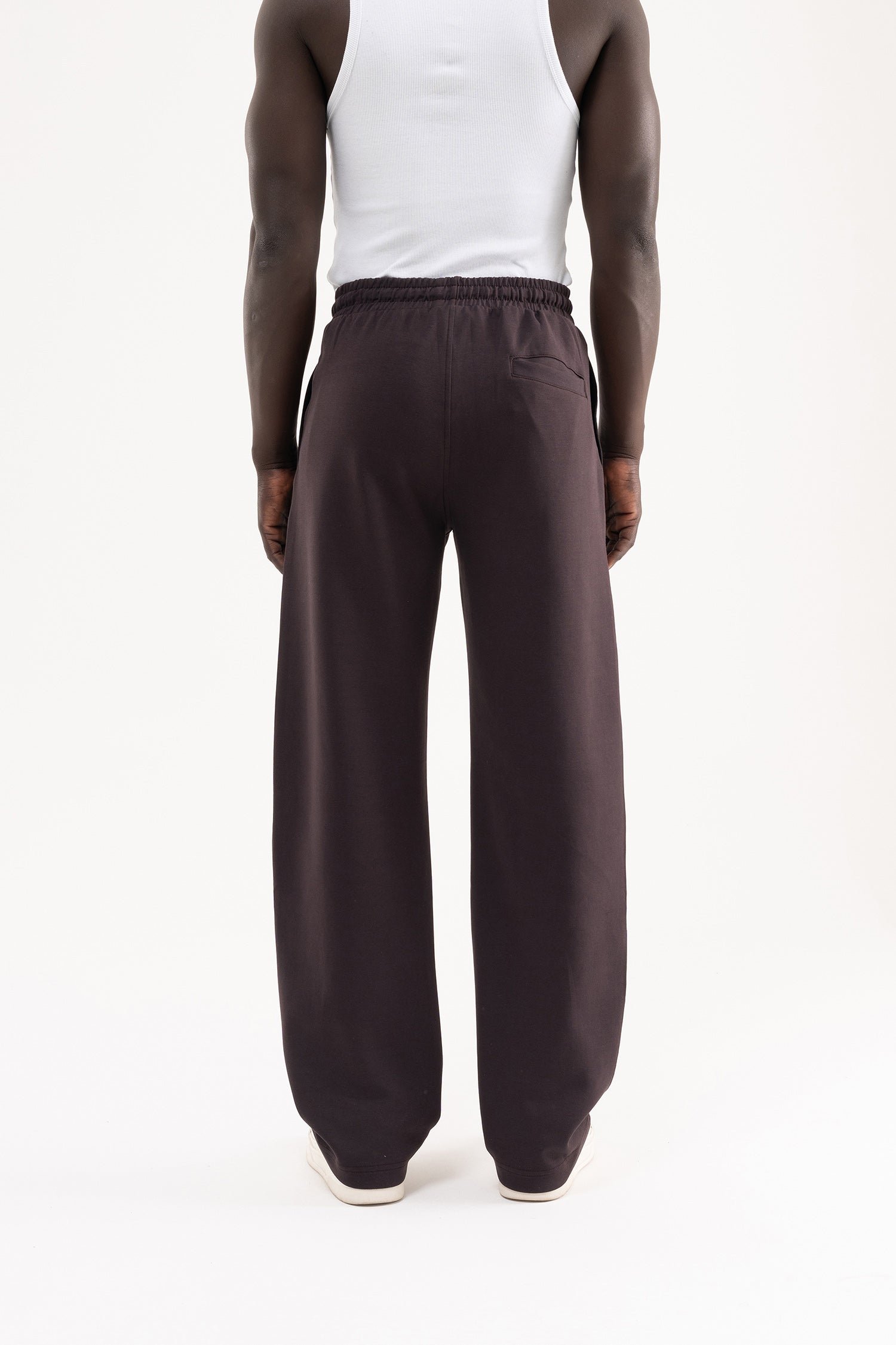 Erkek Çift Pilise Double Face Baggy Pantolon Koyu Kahverengi-5