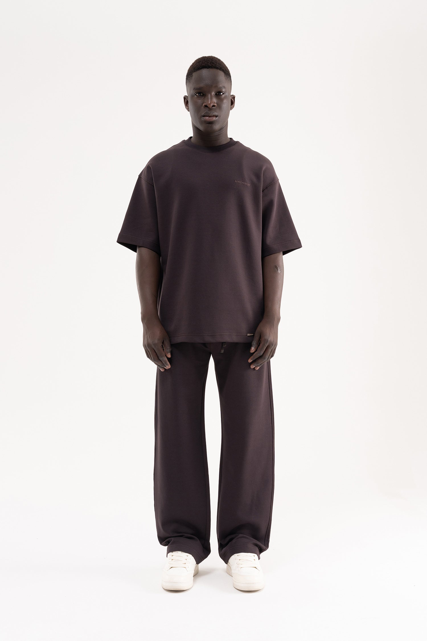 Erkek Çift Pilise Double Face Baggy Pantolon Koyu Kahverengi-7