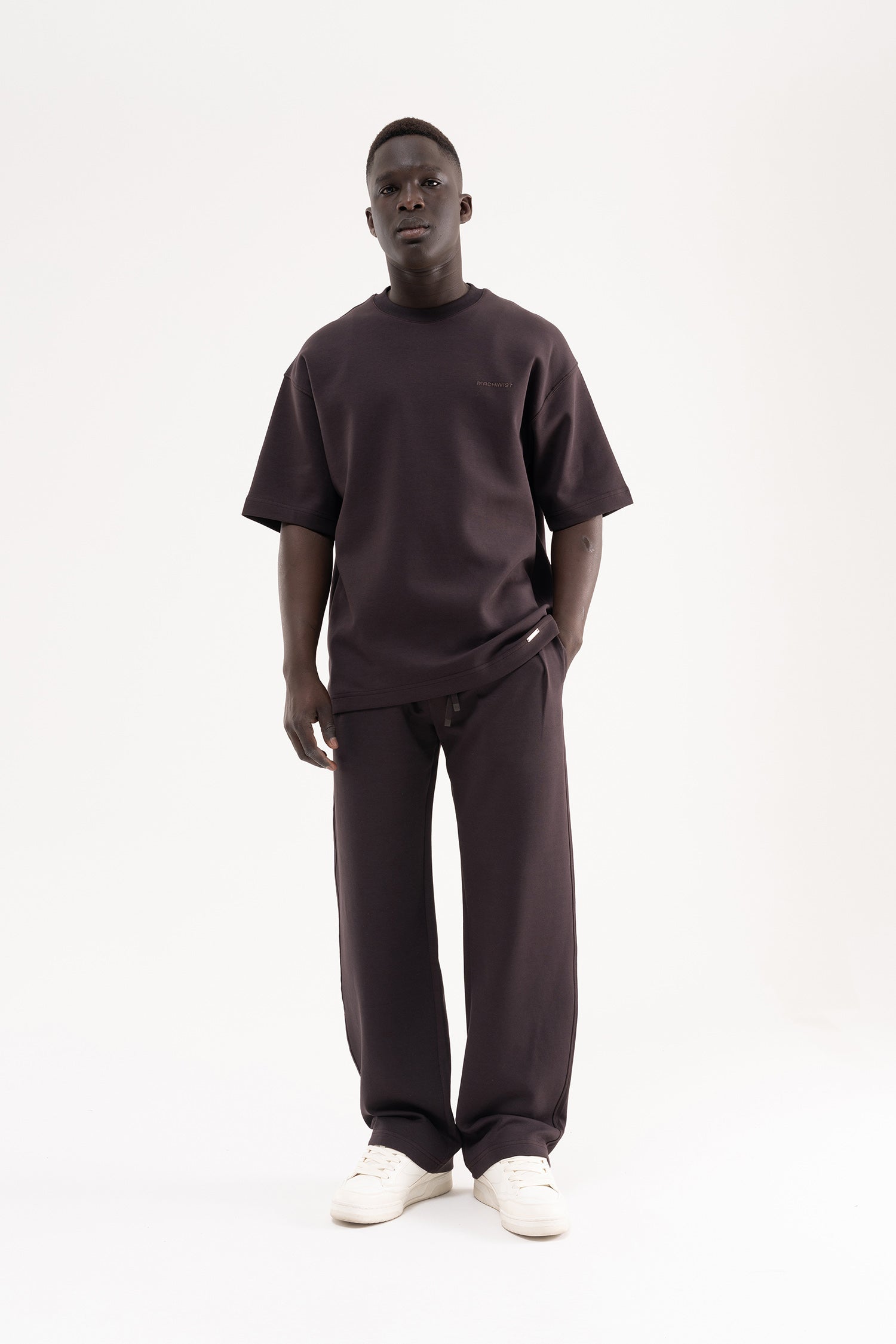 Erkek Çift Pilise Double Face Baggy Pantolon Koyu Kahverengi-8