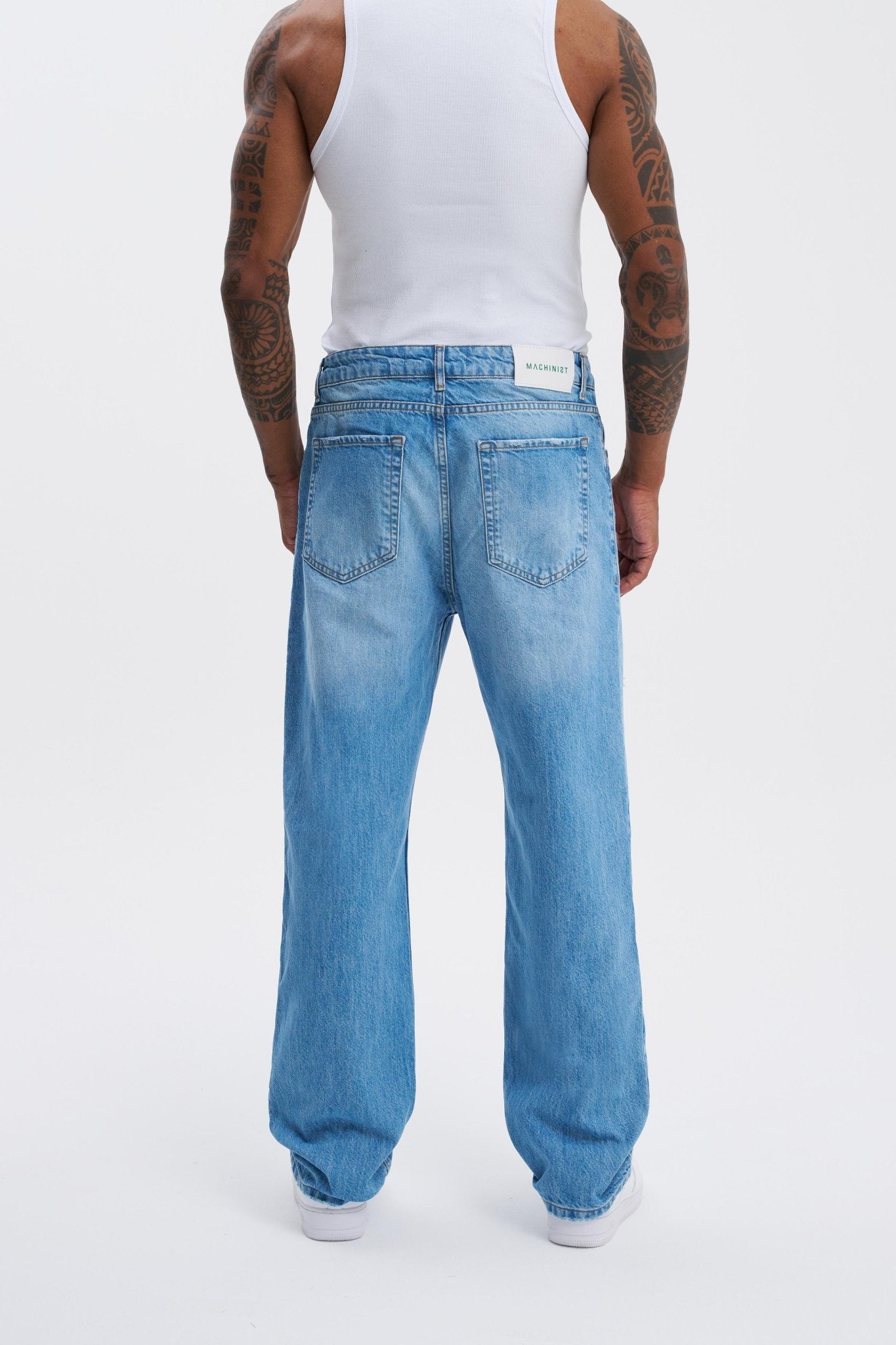 Erkek Machinist Loose Fit Jean Pantolon Açık Mavi