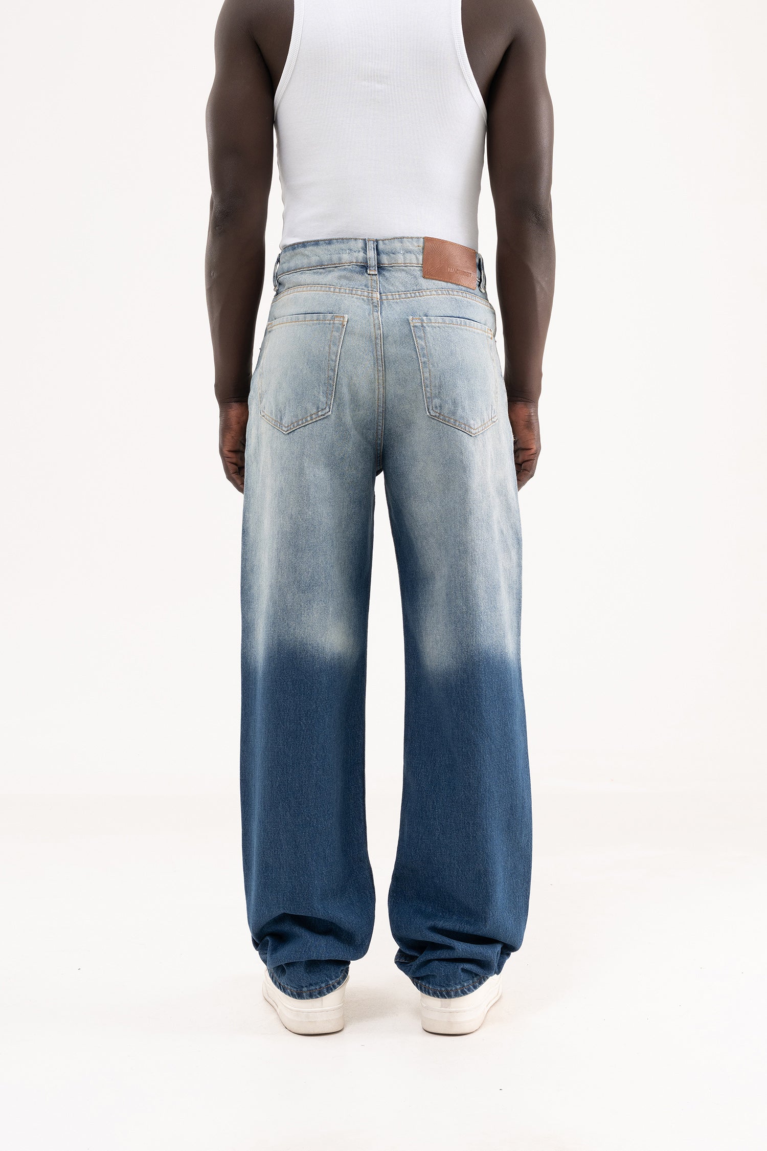 Erkek Degrade Effected Baggy Jean Pantolon Mavi-4