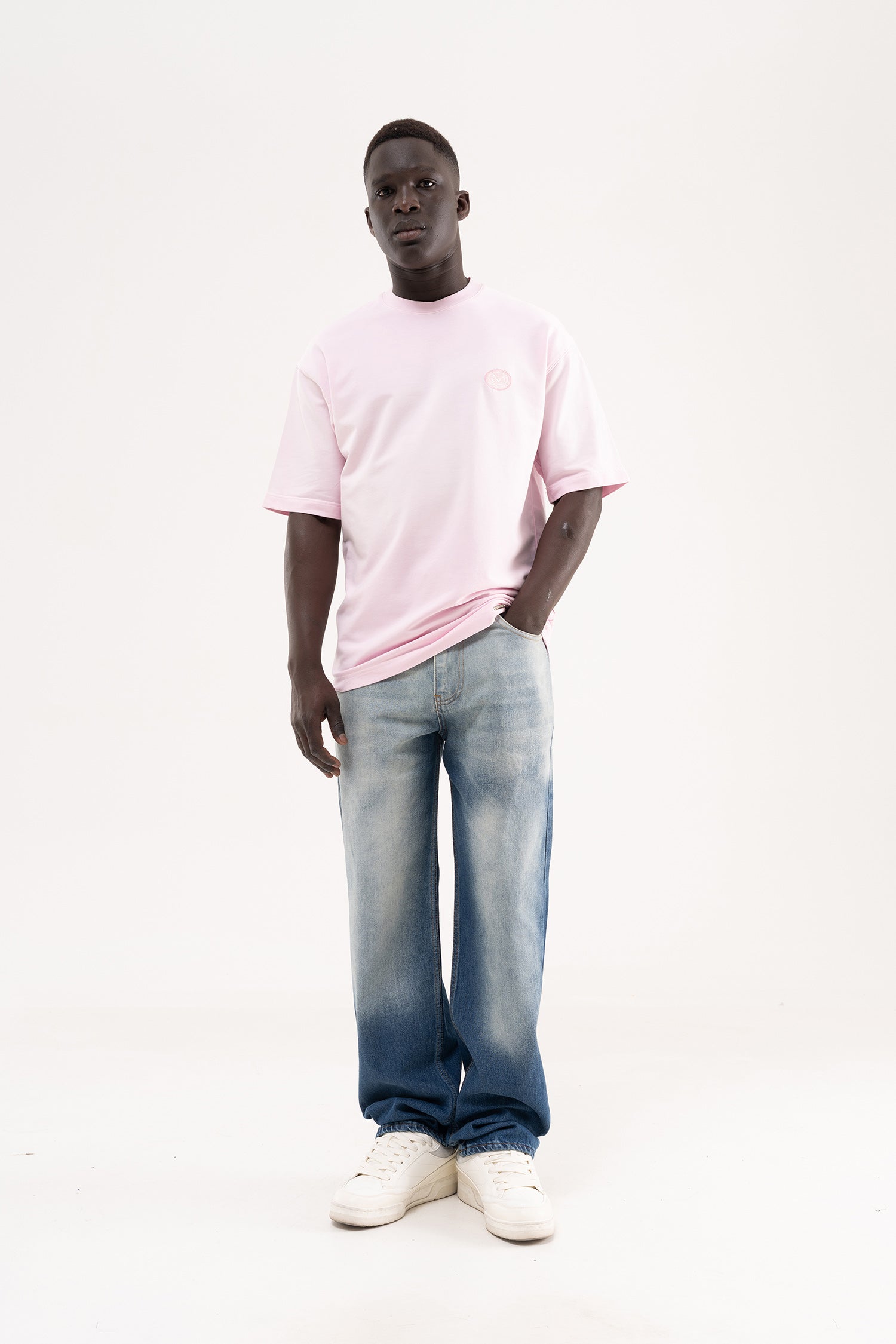 Erkek Degrade Effected Baggy Jean Pantolon Mavi-8