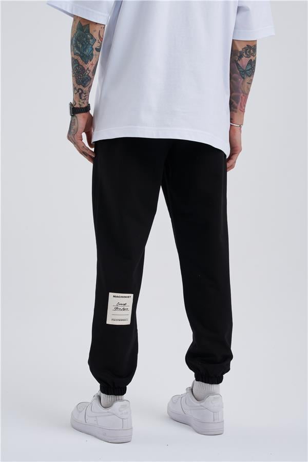 Oversize Basic Bel Paça Lastikli 3 Cepli Jogger Eşofman Altı Siyah