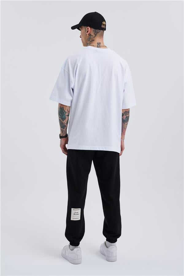 Oversize Basic Bel Paça Lastikli 3 Cepli Jogger Eşofman Altı Siyah