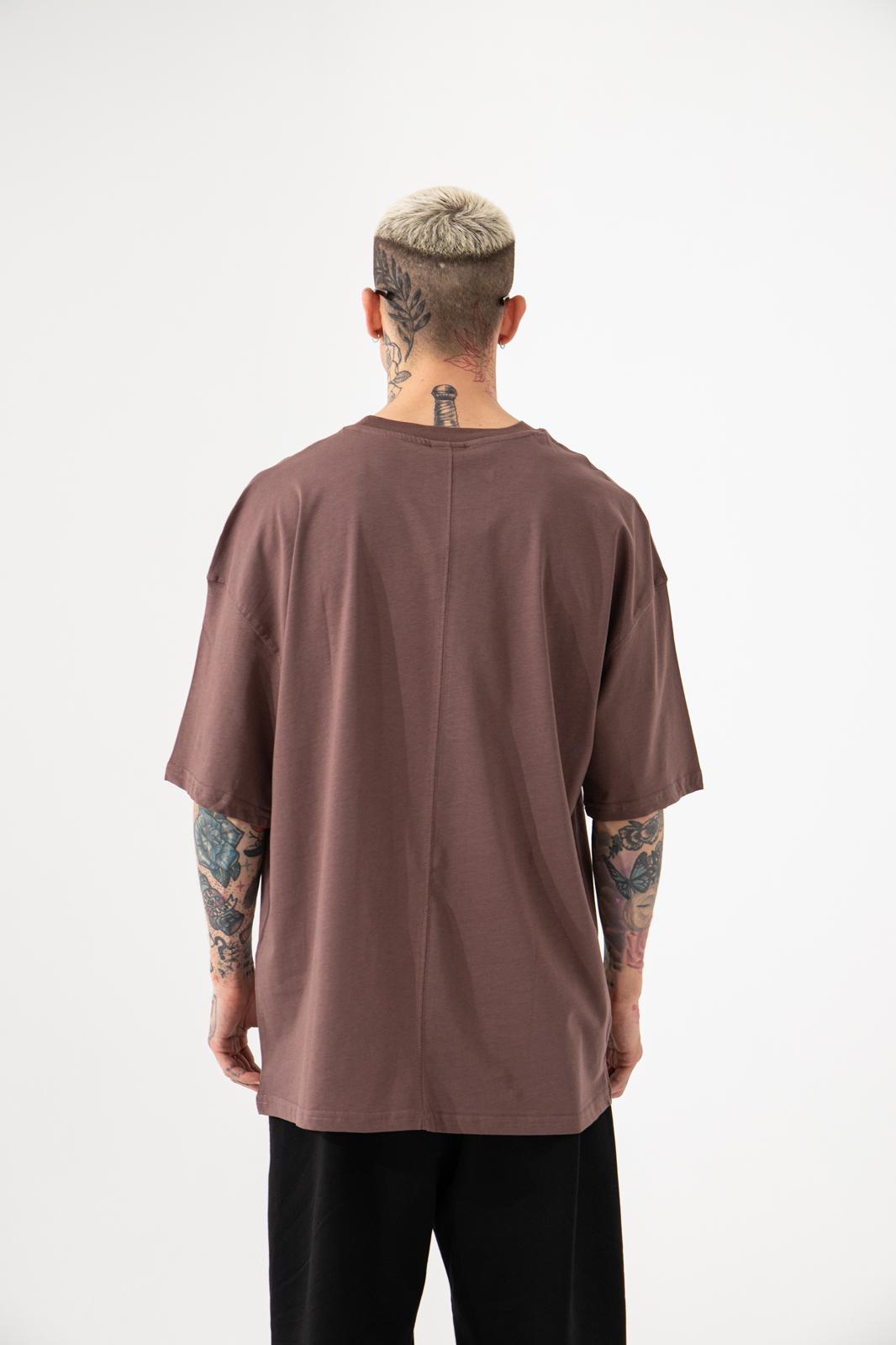 Oversize Basic Old School Tişört Mürdüm