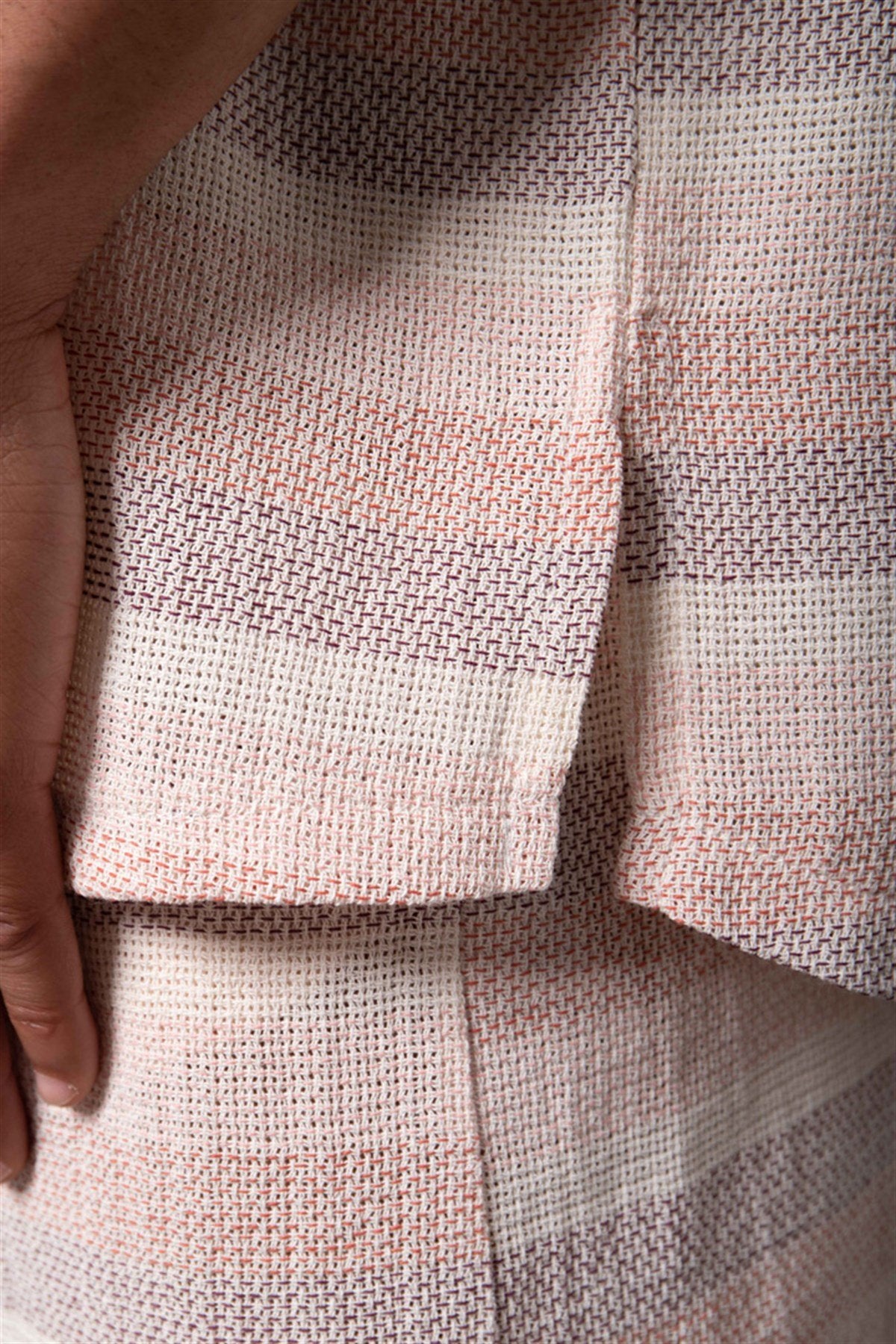 Oversize Çizgili Kısa Kollu Gömlek R1 - Pembe