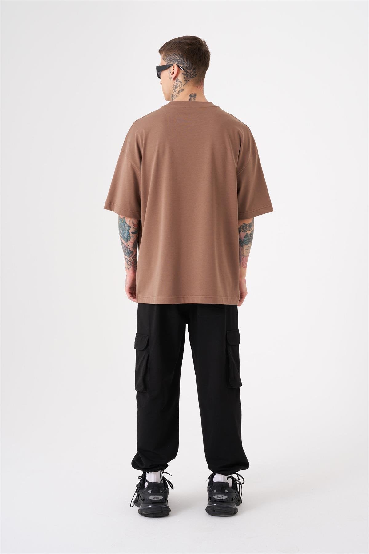 Oversize Free Spirit Baskılı Pamuklu Tişört Kahverengi