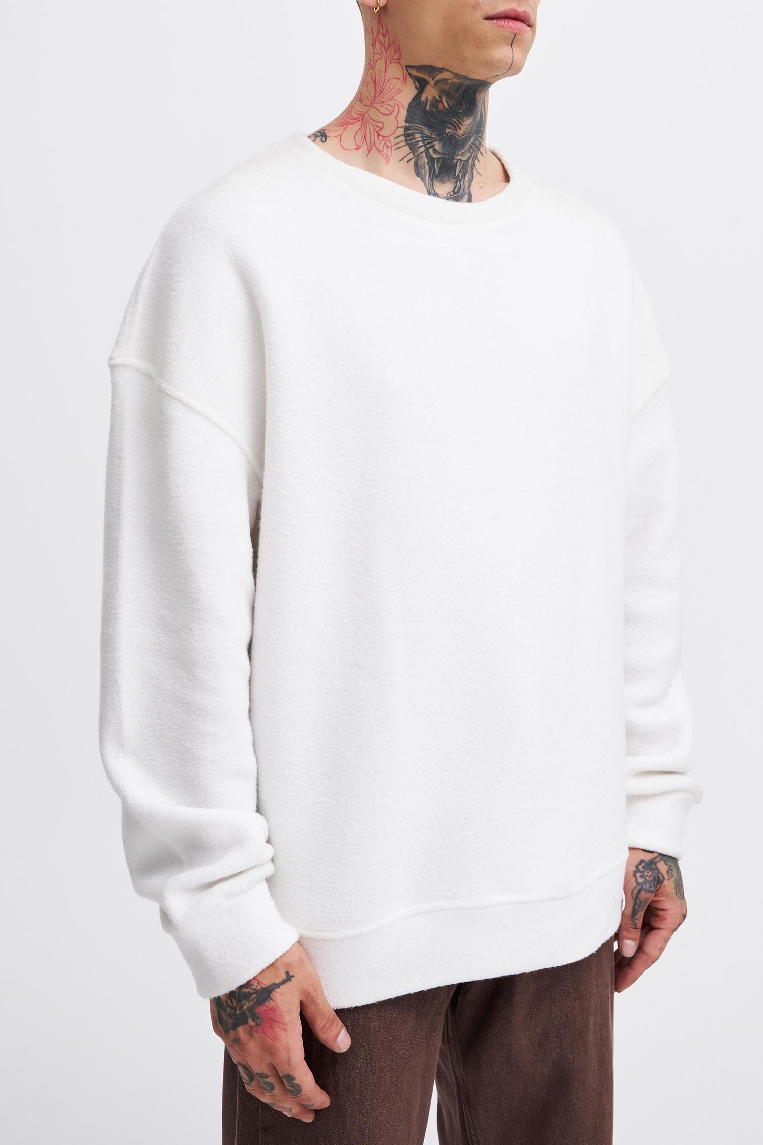 Oversize Polar Basic Sweatshirt Ekru