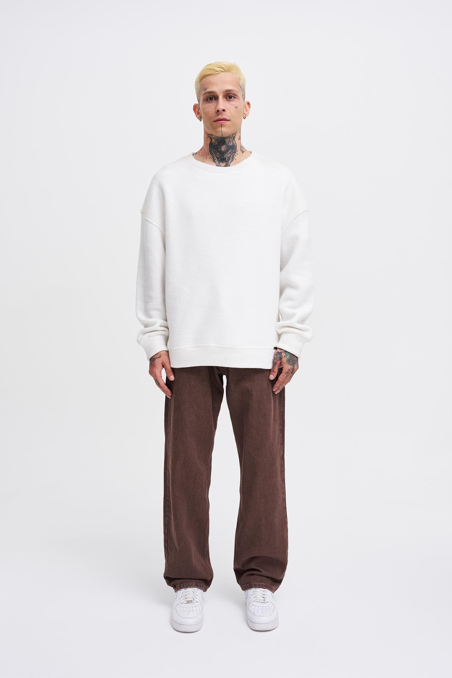 Oversize Polar Basic Sweatshirt Ekru