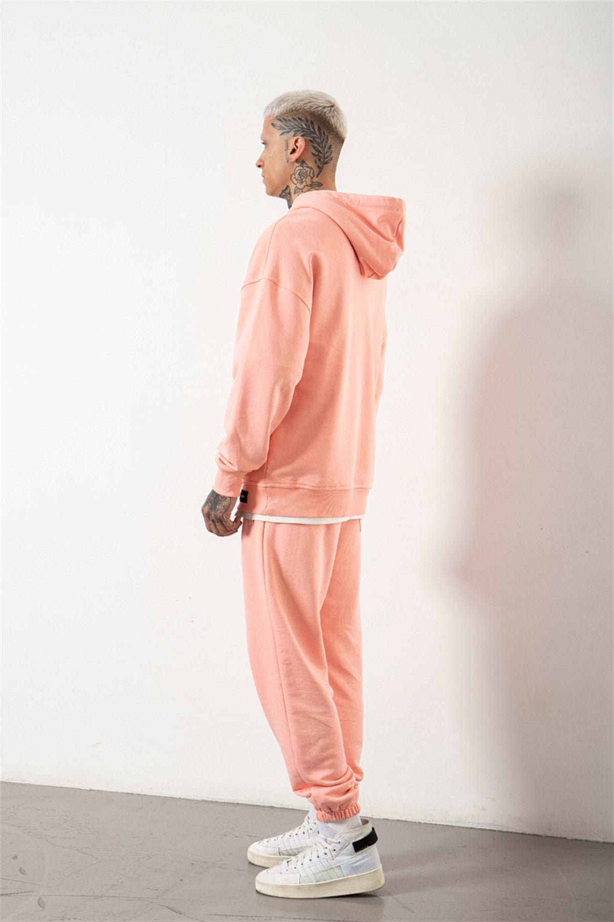 Oversize Şardonsuz Basic Sweatshirt Koyu Pudra