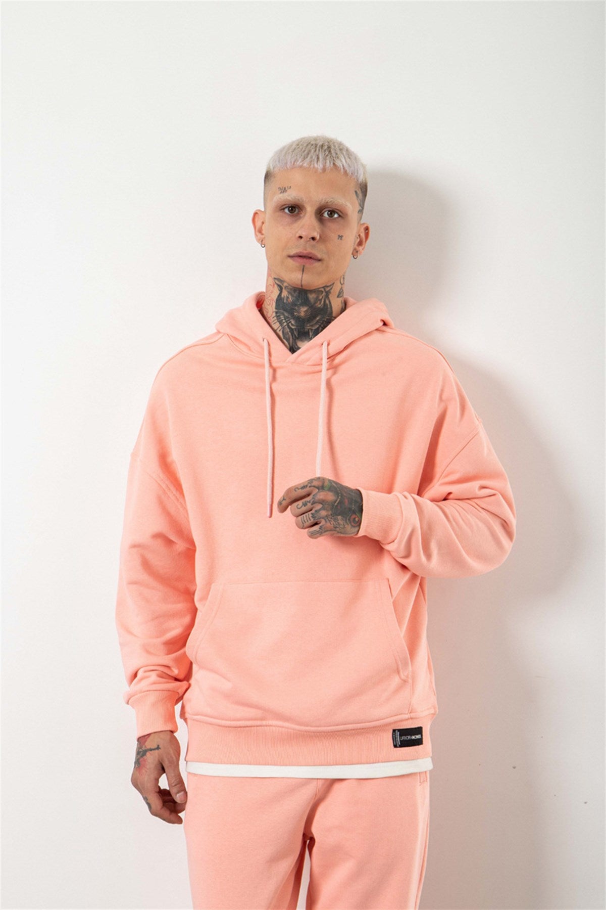 Oversize Şardonsuz Basic Sweatshirt Koyu Pudra