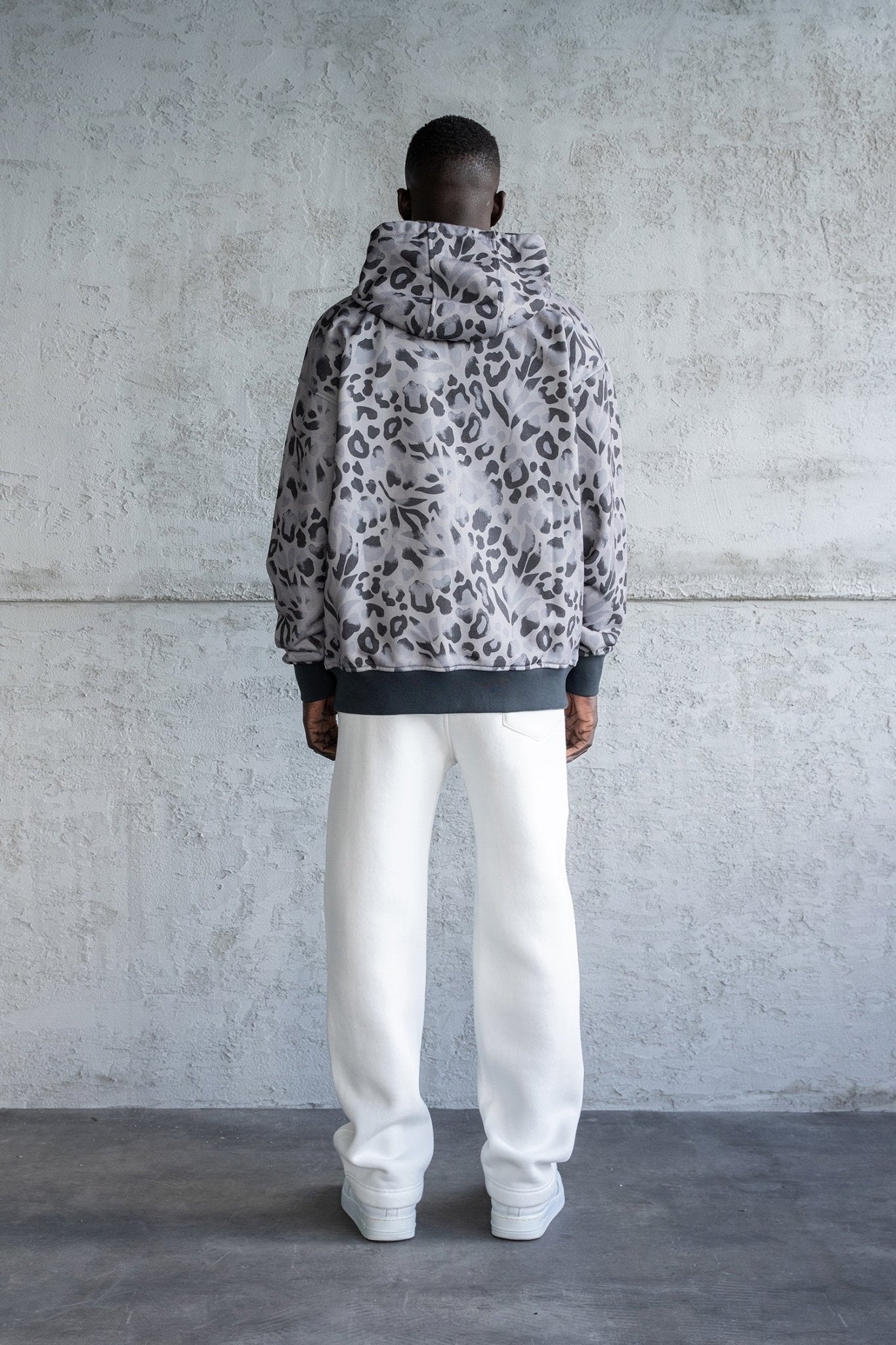 Erkek Patterned Fermuarlı Kapüşonlu Sweatshirt Duman