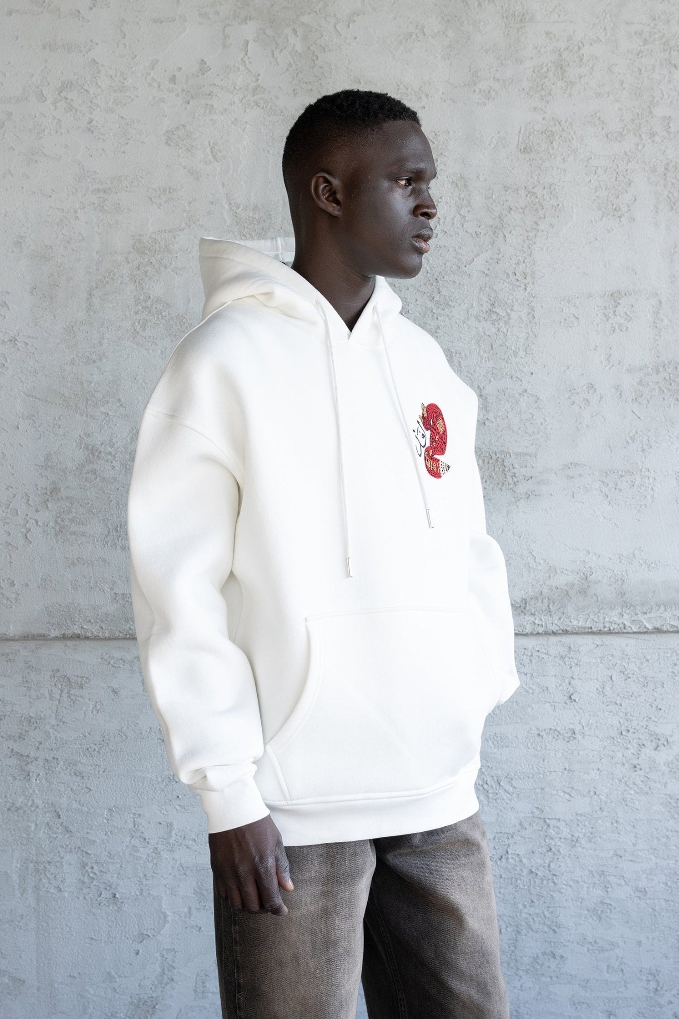 Erkek Red Fox Kapüşonlu Sweatshirt Ekru