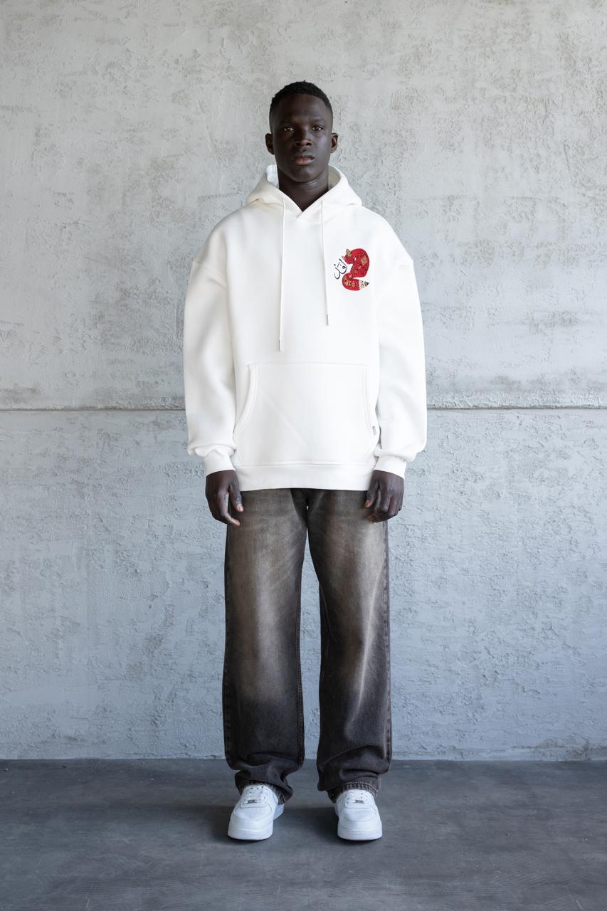 Erkek Red Fox Kapüşonlu Sweatshirt Ekru
