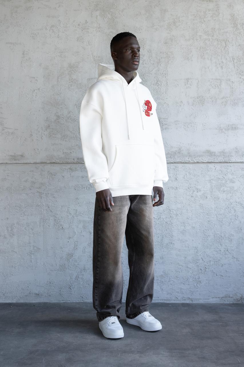 Erkek Red Fox Kapüşonlu Sweatshirt Ekru