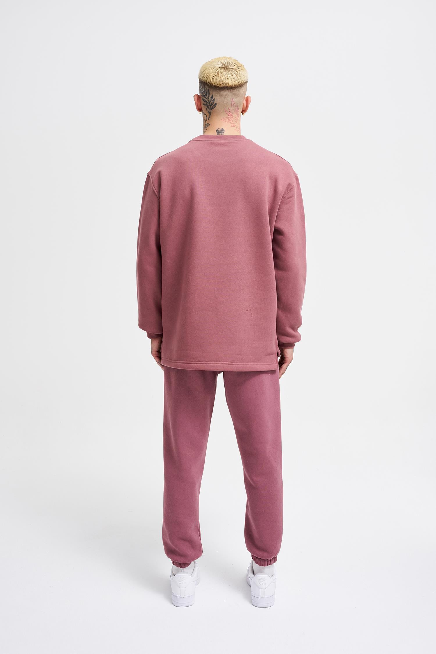 Relaxed Yırtmaçlı Bisiklet Yaka Basic Sweatshirt Mürdüm