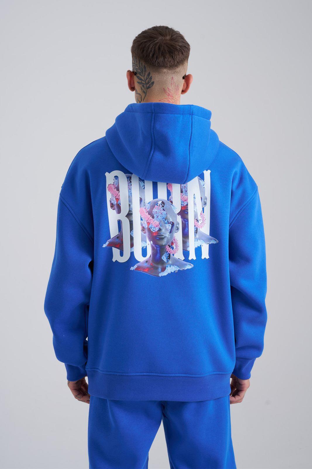 Erkek Born Flowers Şardonlu Sweatshirt Saks Mavi