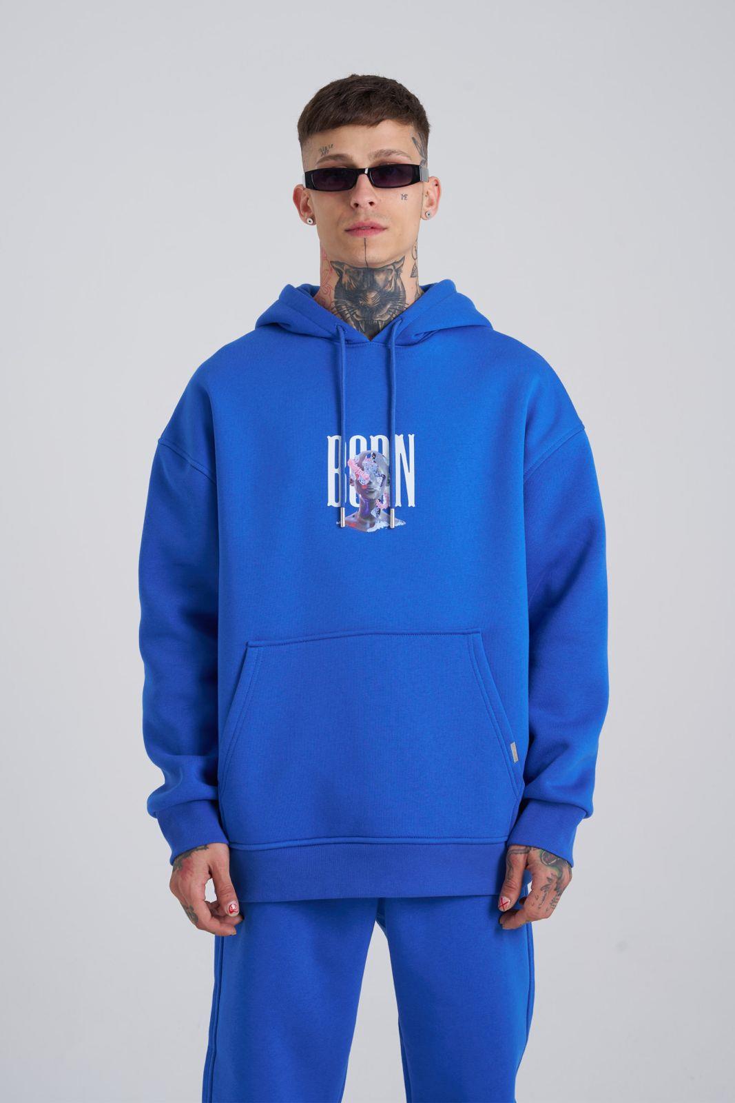 Erkek Born Flowers Şardonlu Sweatshirt Saks Mavi