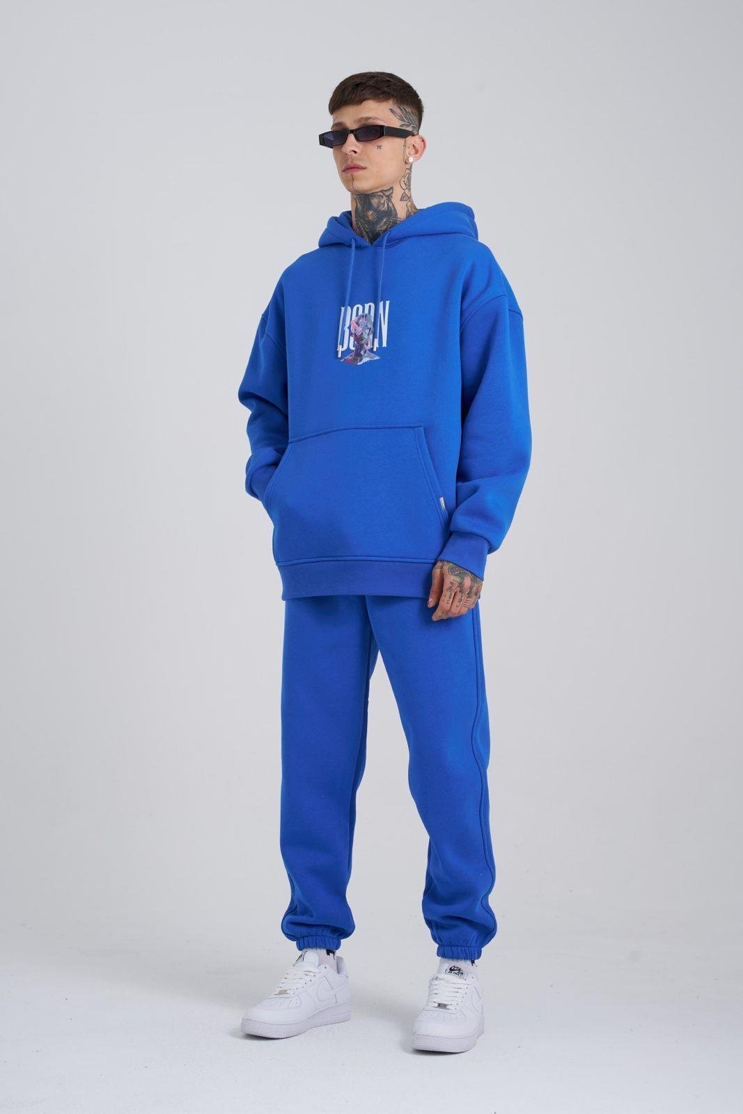 Erkek Born Flowers Şardonlu Sweatshirt Saks Mavi