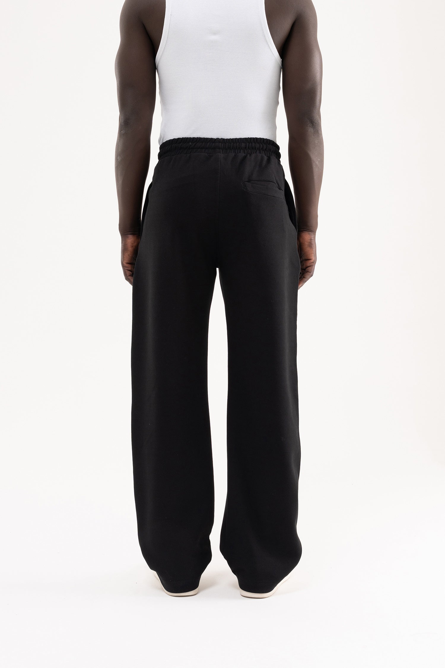 Erkek Çift Pilise Double Face Baggy Pantolon Siyah-5
