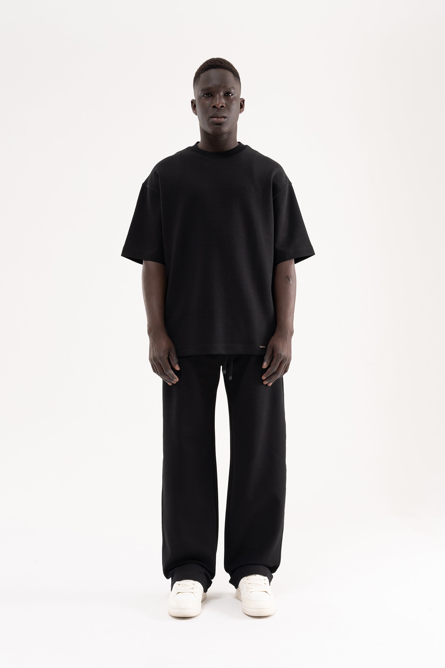 Erkek Çift Pilise Double Face Baggy Pantolon Siyah-7