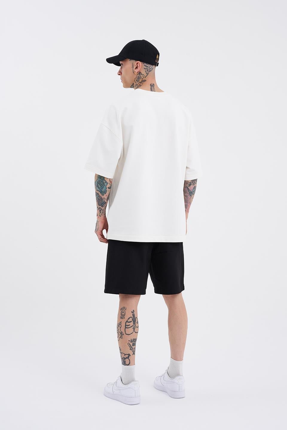 Erkek Gabardin Oversıze Şort Siyah
