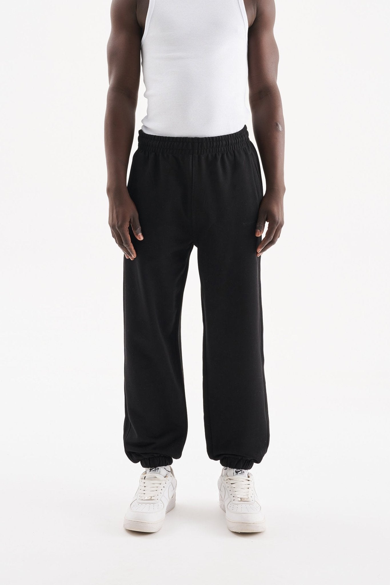 Erkek Diegonal Oversize Basic Jogger Eşofman Altı Siyah