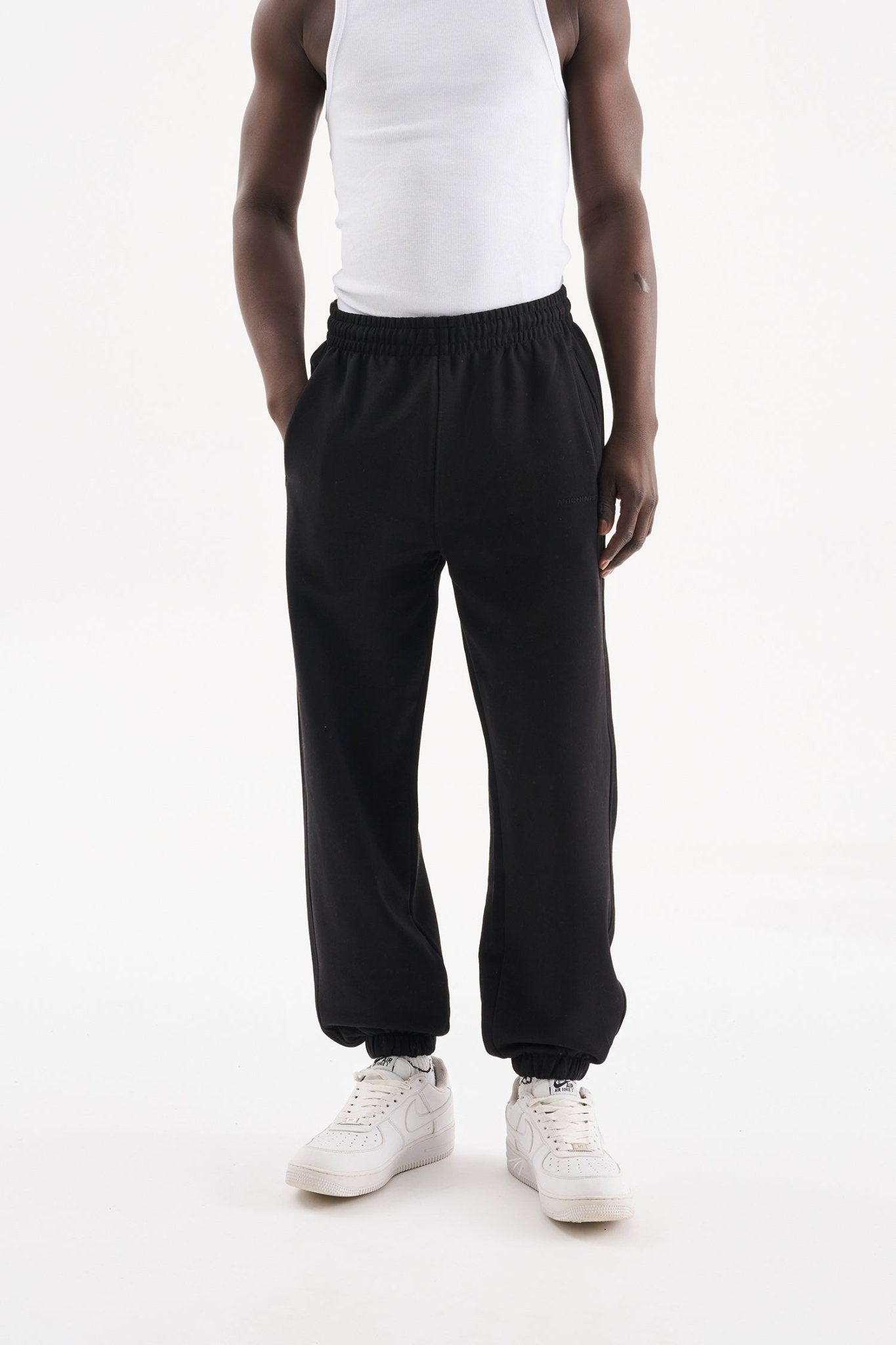 Erkek Diegonal Oversize Basic Jogger Eşofman Altı Siyah
