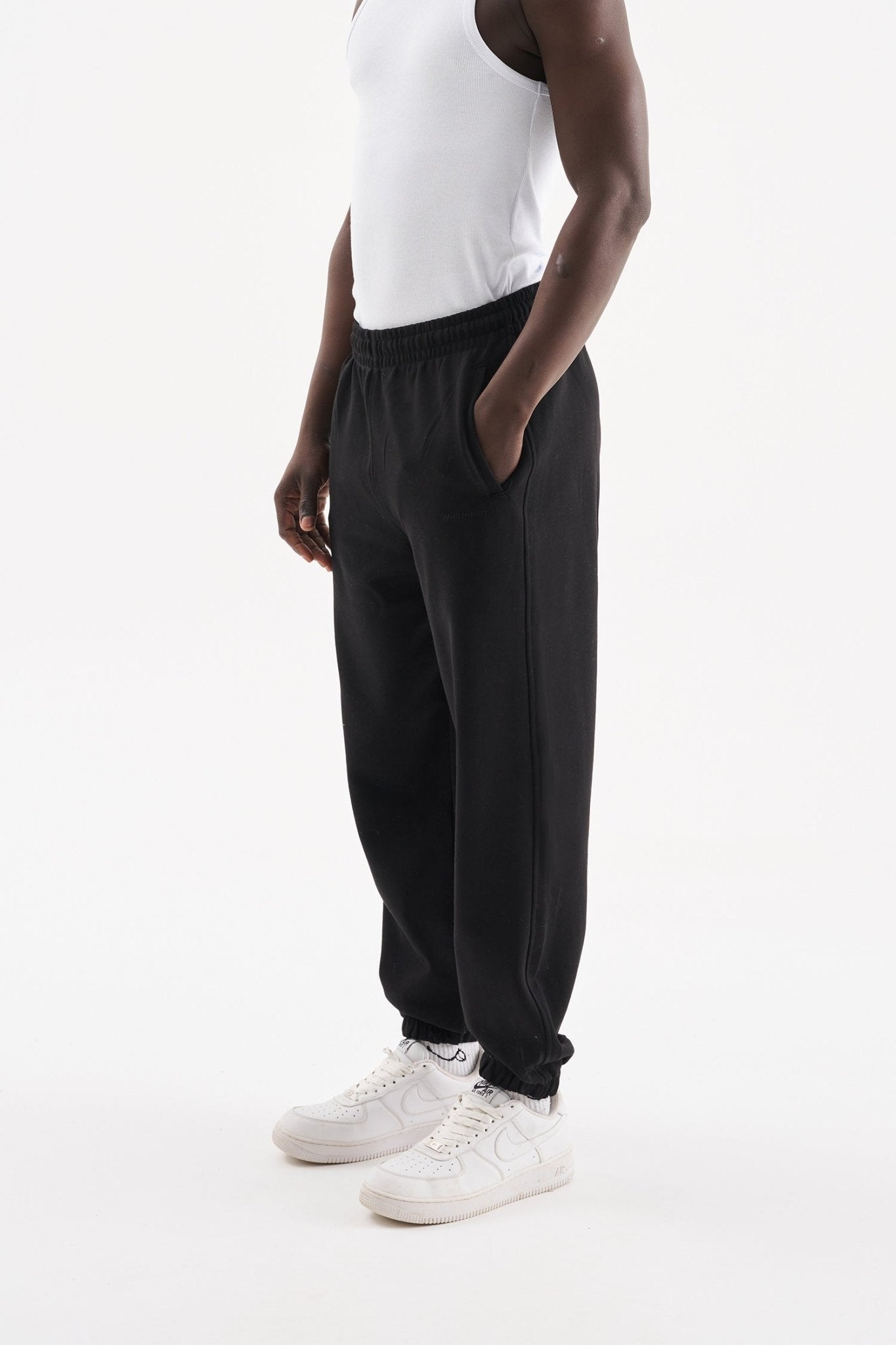 Erkek Diegonal Oversize Basic Jogger Eşofman Altı Siyah