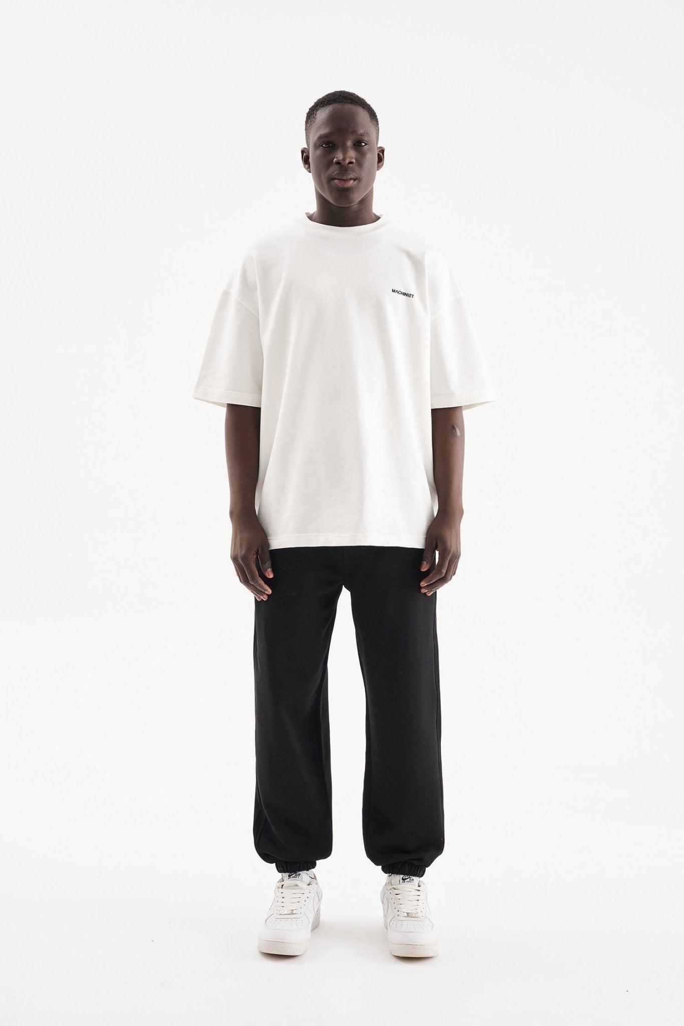 Erkek Diegonal Oversize Basic Jogger Eşofman Altı Siyah