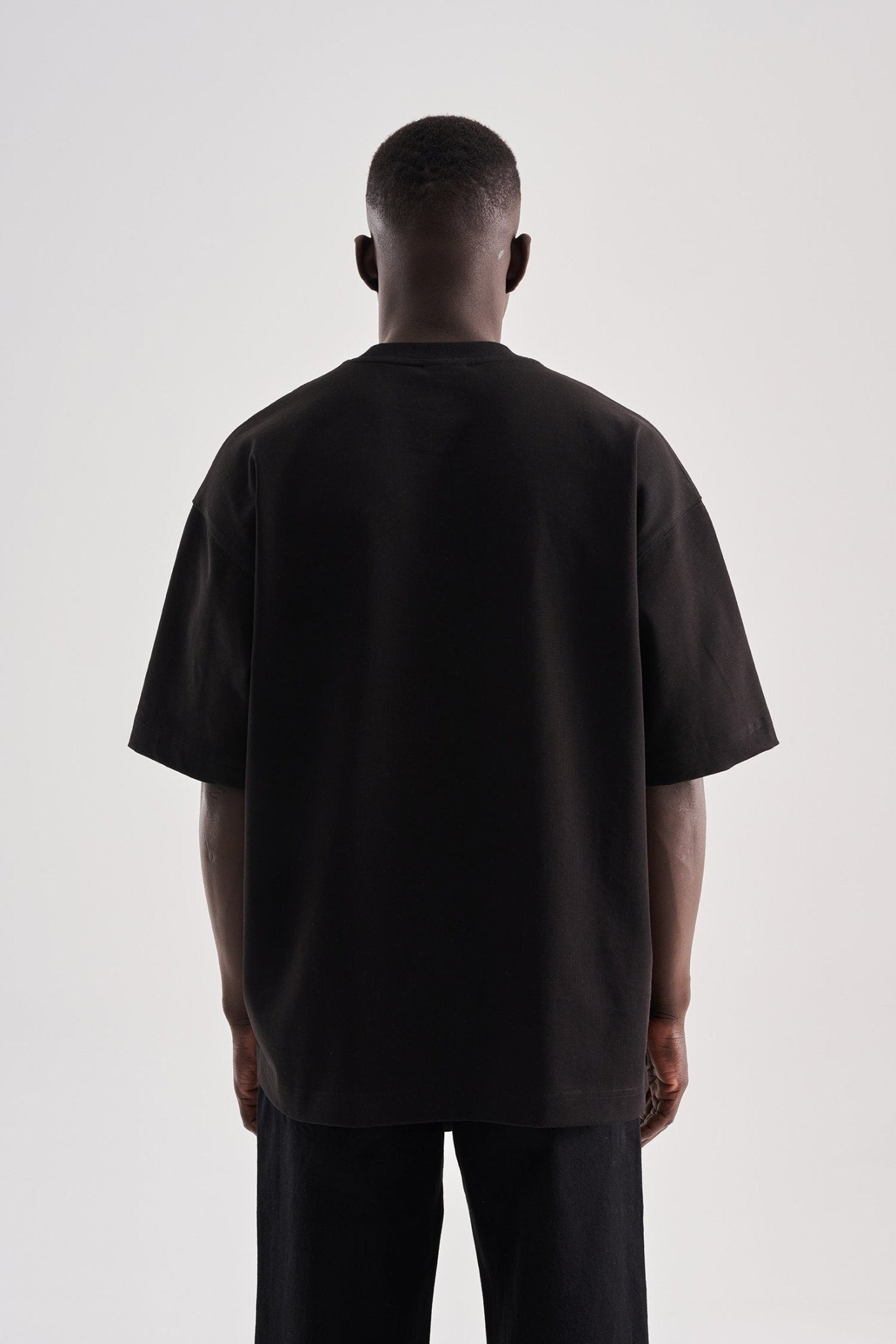 Erkek Printed Pocket Oversize Tişört Siyah