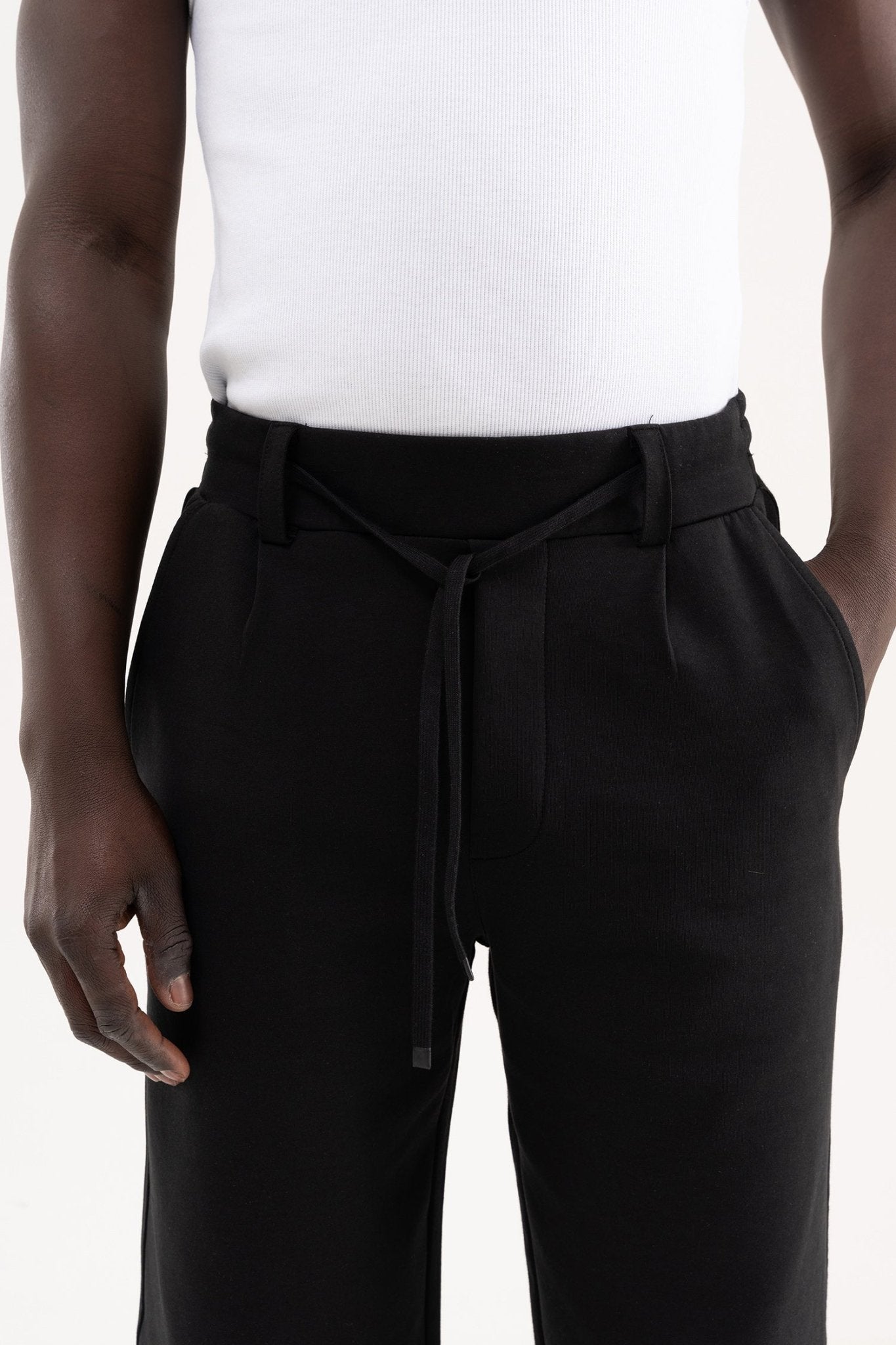 Erkek Nakışlı Double Face Pantolon Siyah